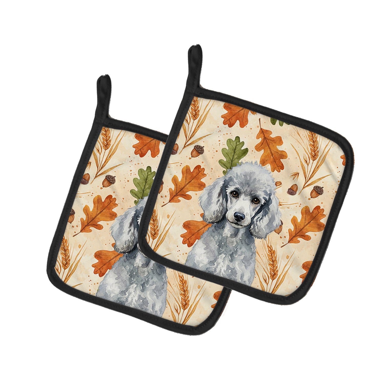 Caroline's Treasures Standard Silver Poodle Heirloom Fall Pair of Pot Holders