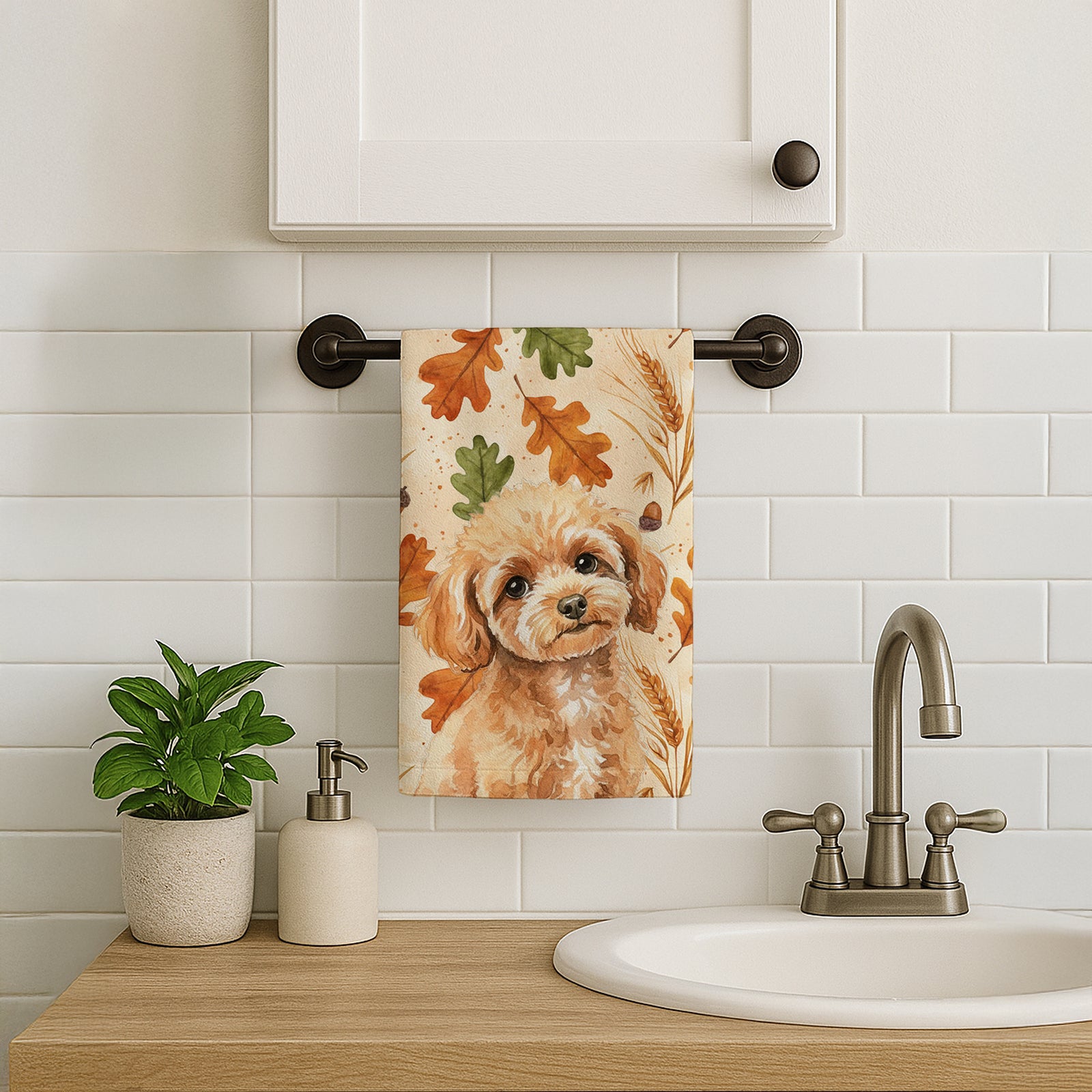 Caroline's Treasures Toy Apricot Poodle Heirloom Fall Kitchen Towel