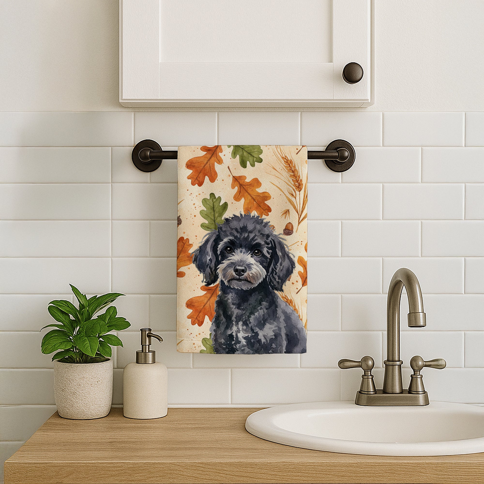Caroline's Treasures Toy Black Poodle Heirloom Fall Kitchen Towel