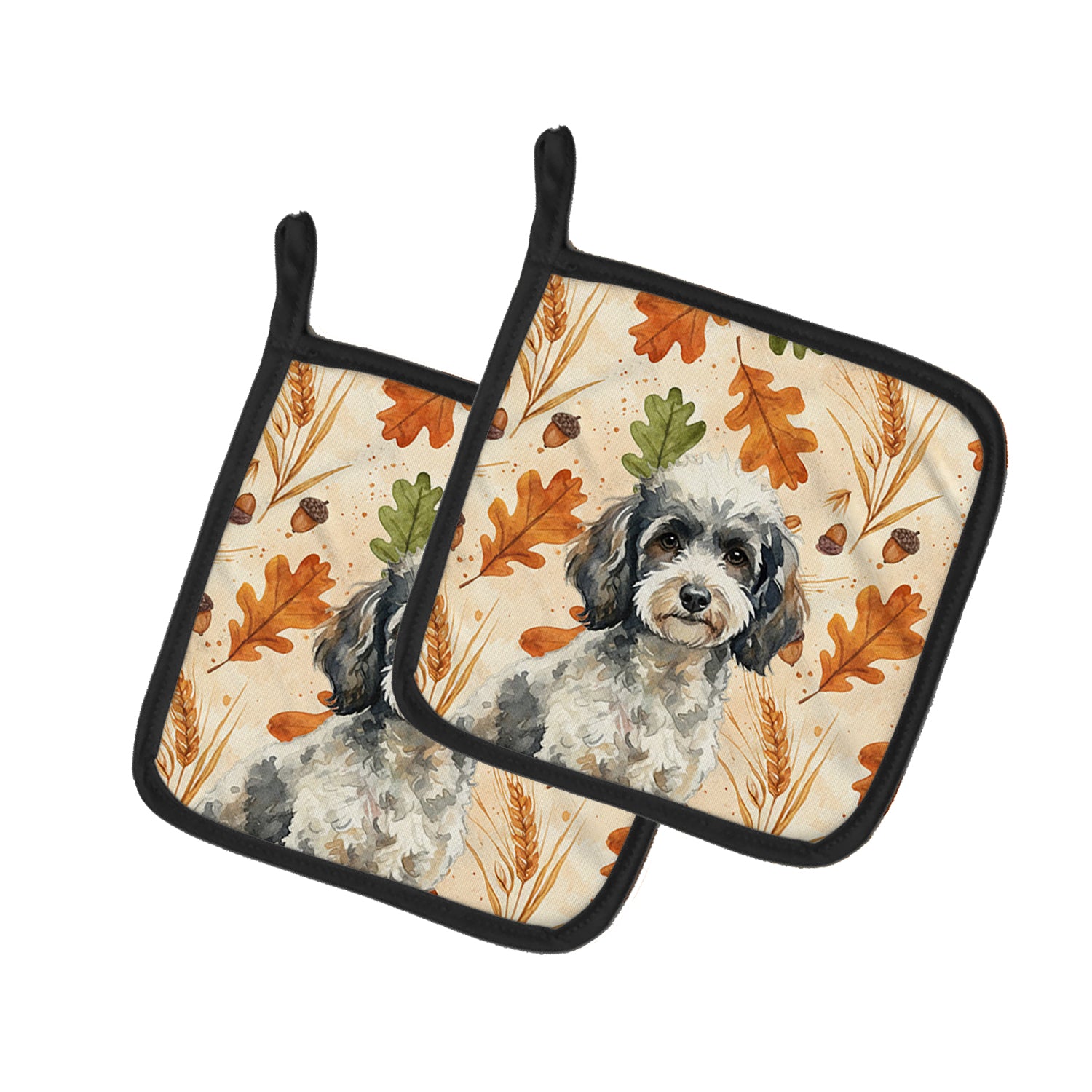 Caroline's Treasures Toy Parti Poodle Heirloom Fall Pair of Pot Holders