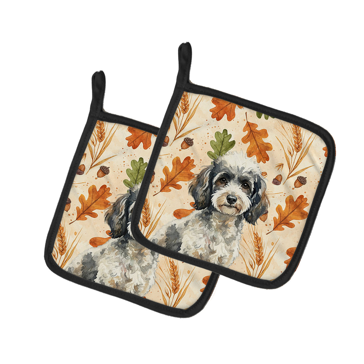 Caroline's Treasures Toy Parti Poodle Heirloom Fall Pair of Pot Holders
