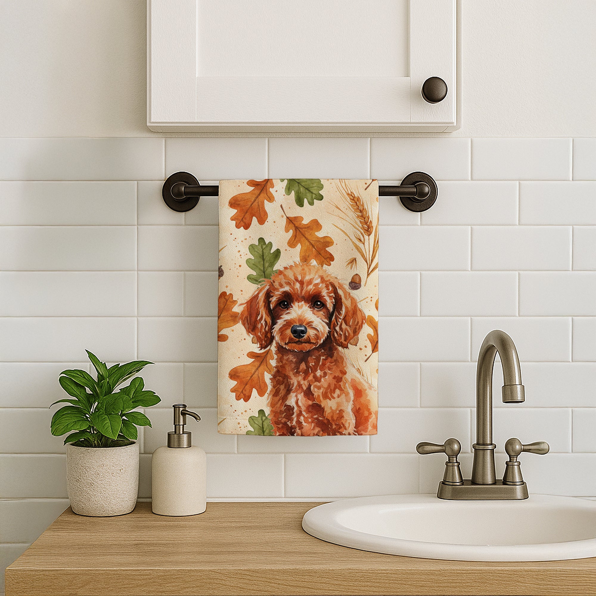 Caroline's Treasures Toy Red Poodle Heirloom Fall Kitchen Towel