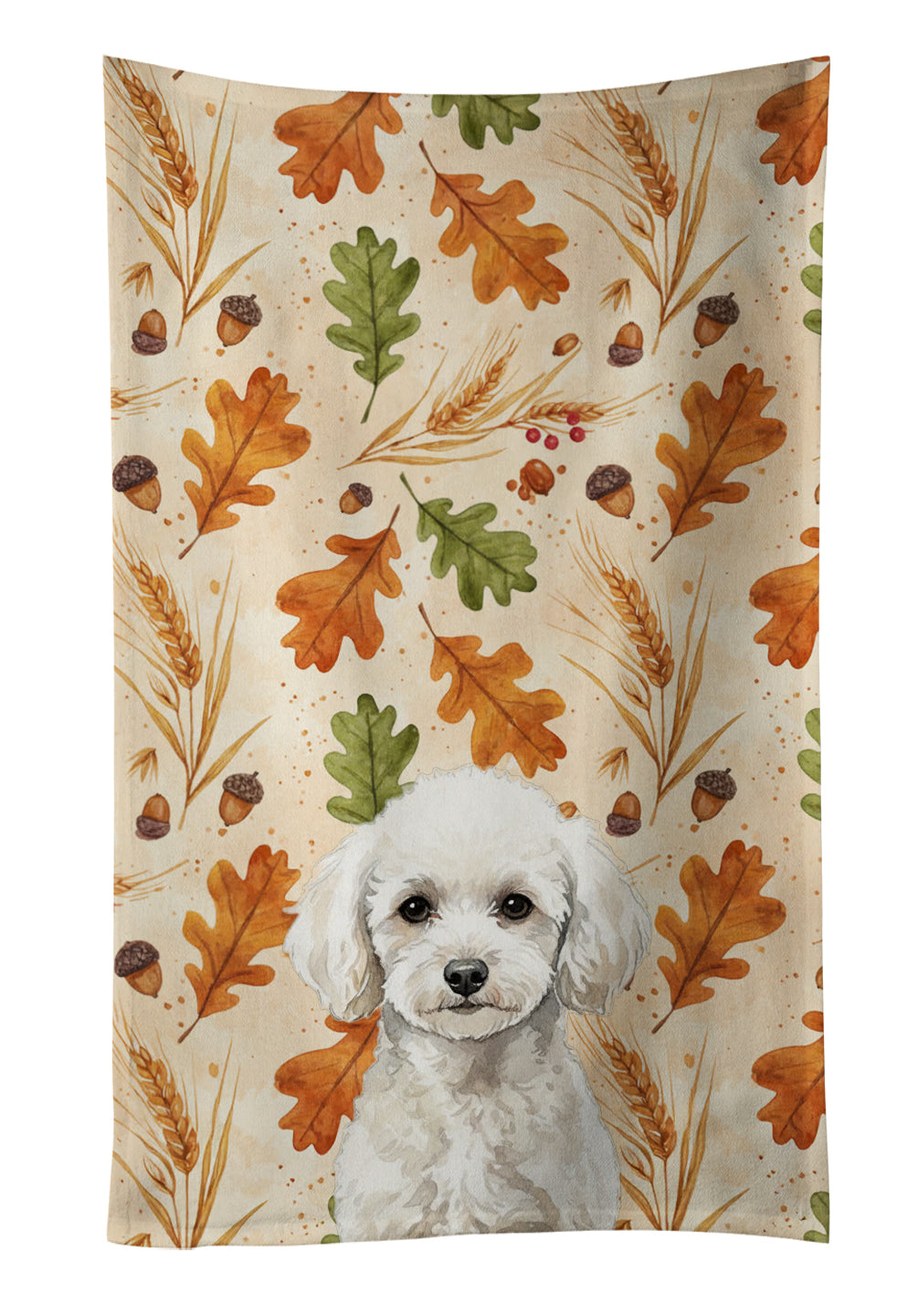 Caroline's Treasures Toy White Poodle Heirloom Fall Kitchen Towel