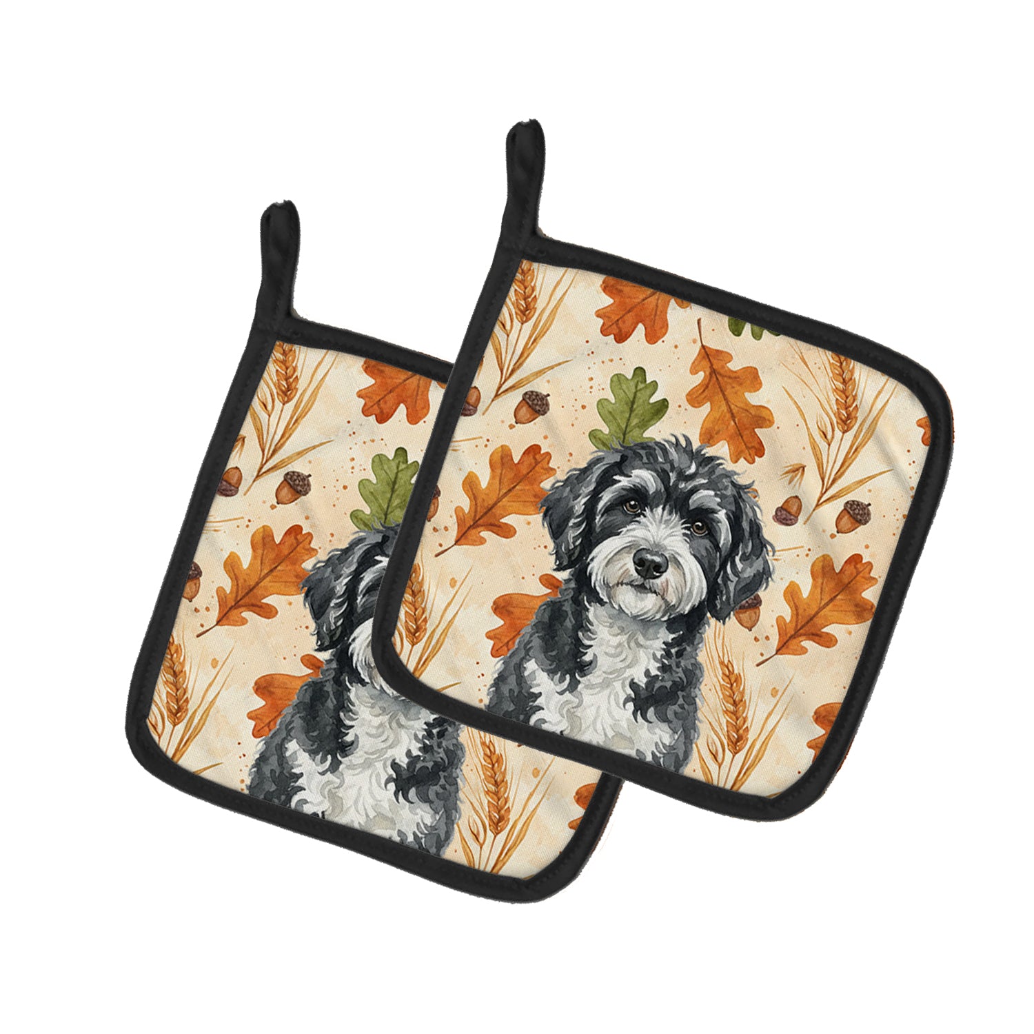 Caroline's Treasures Portuguese Water Dog Heirloom Fall Pair of Pot Holders