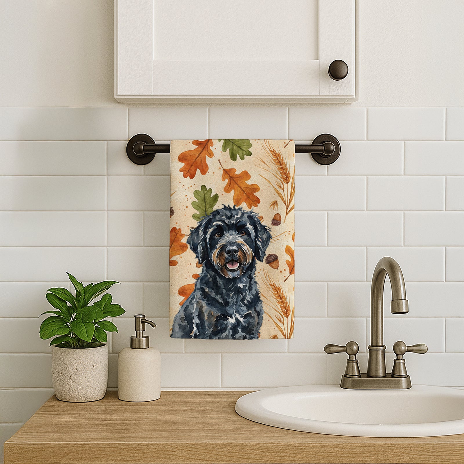 Caroline's Treasures Black Portuguese Water Dog Heirloom Fall Kitchen Towel