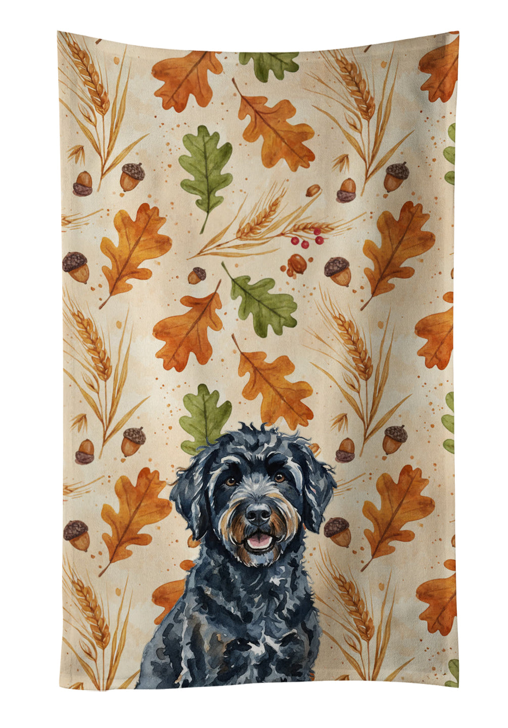 Caroline's Treasures Black Portuguese Water Dog Heirloom Fall Kitchen Towel