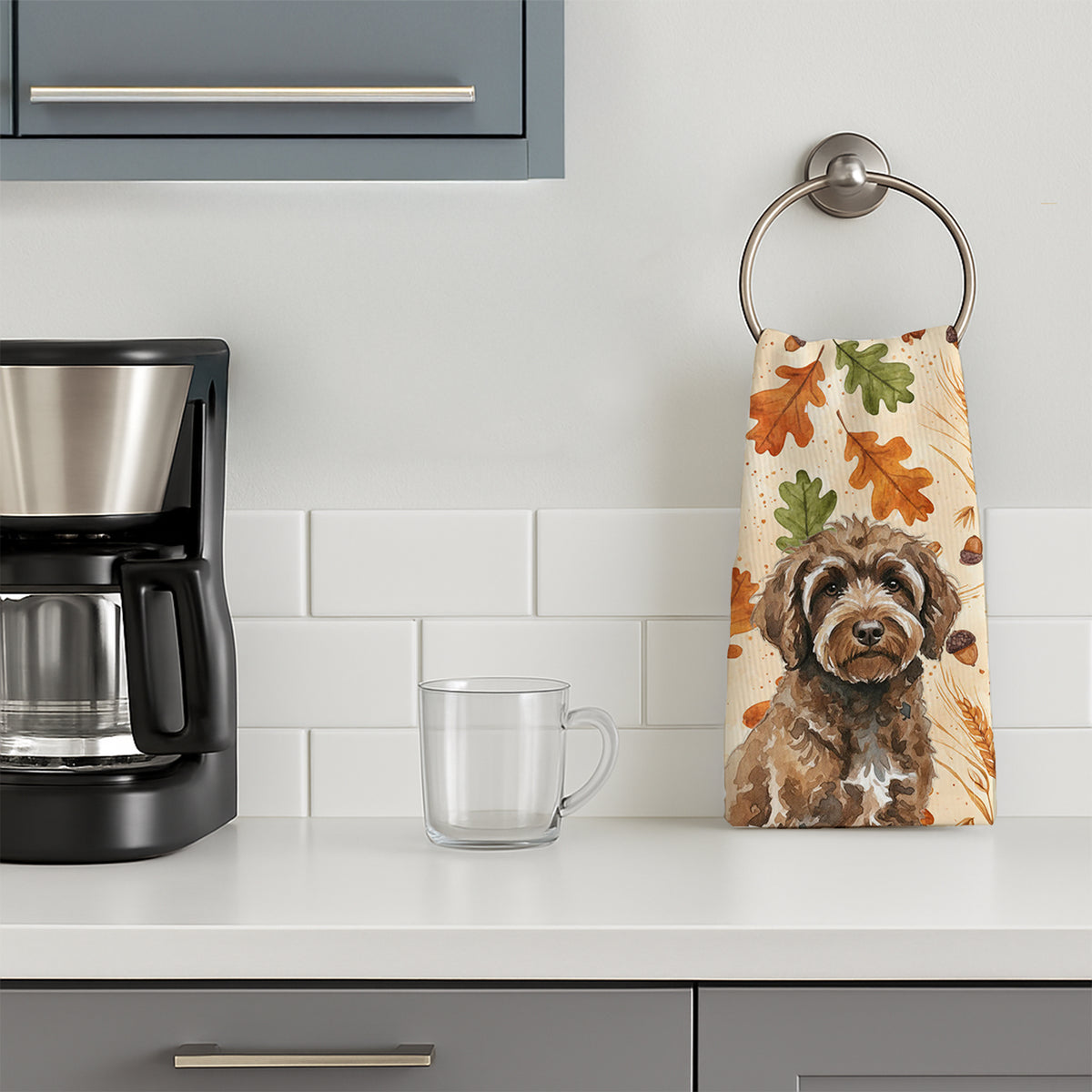 Caroline's Treasures Brown Portuguese Water Dog Heirloom Fall Kitchen Towel