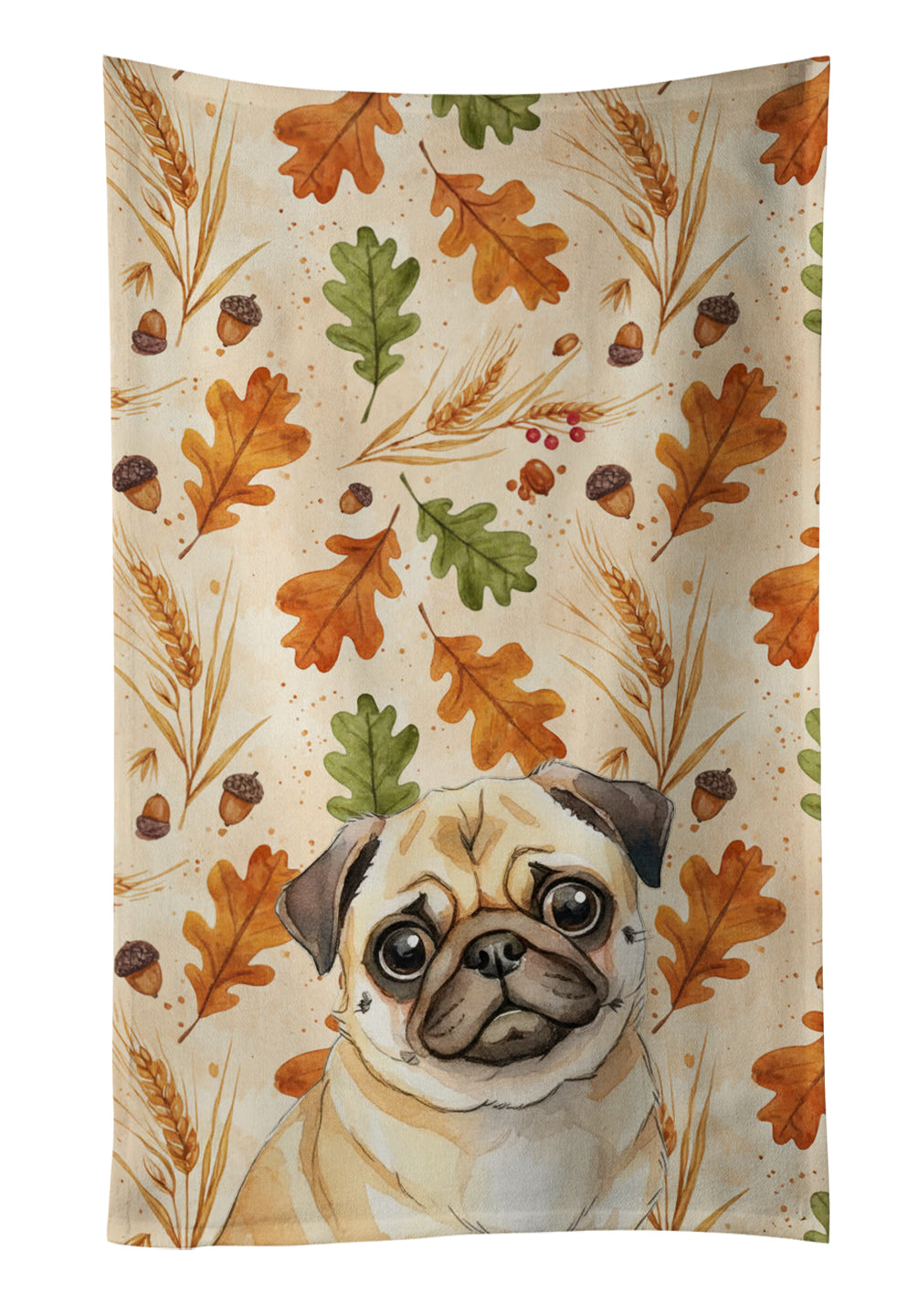 Caroline's Treasures Fawn Pug Heirloom Fall Kitchen Towel