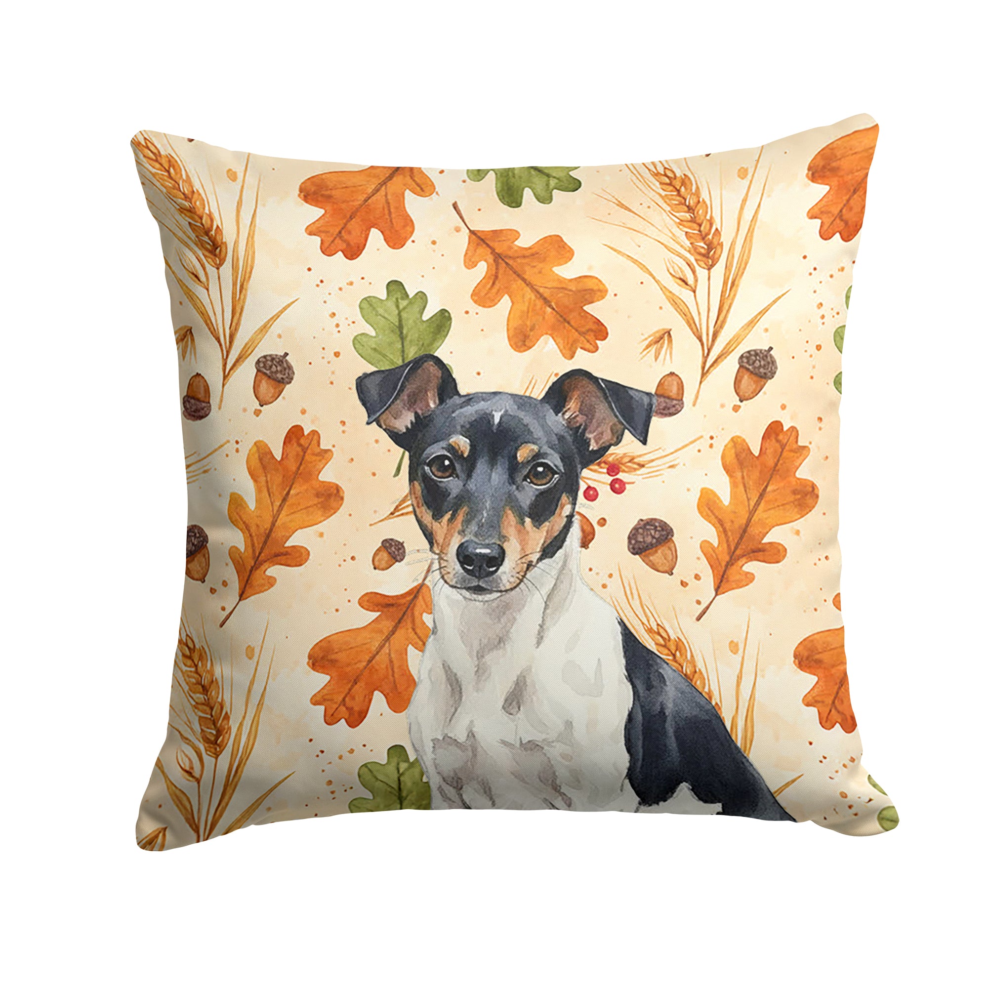 Caroline's Treasures Black and White Rat Terrier Heirloom Fall Throw Pillow