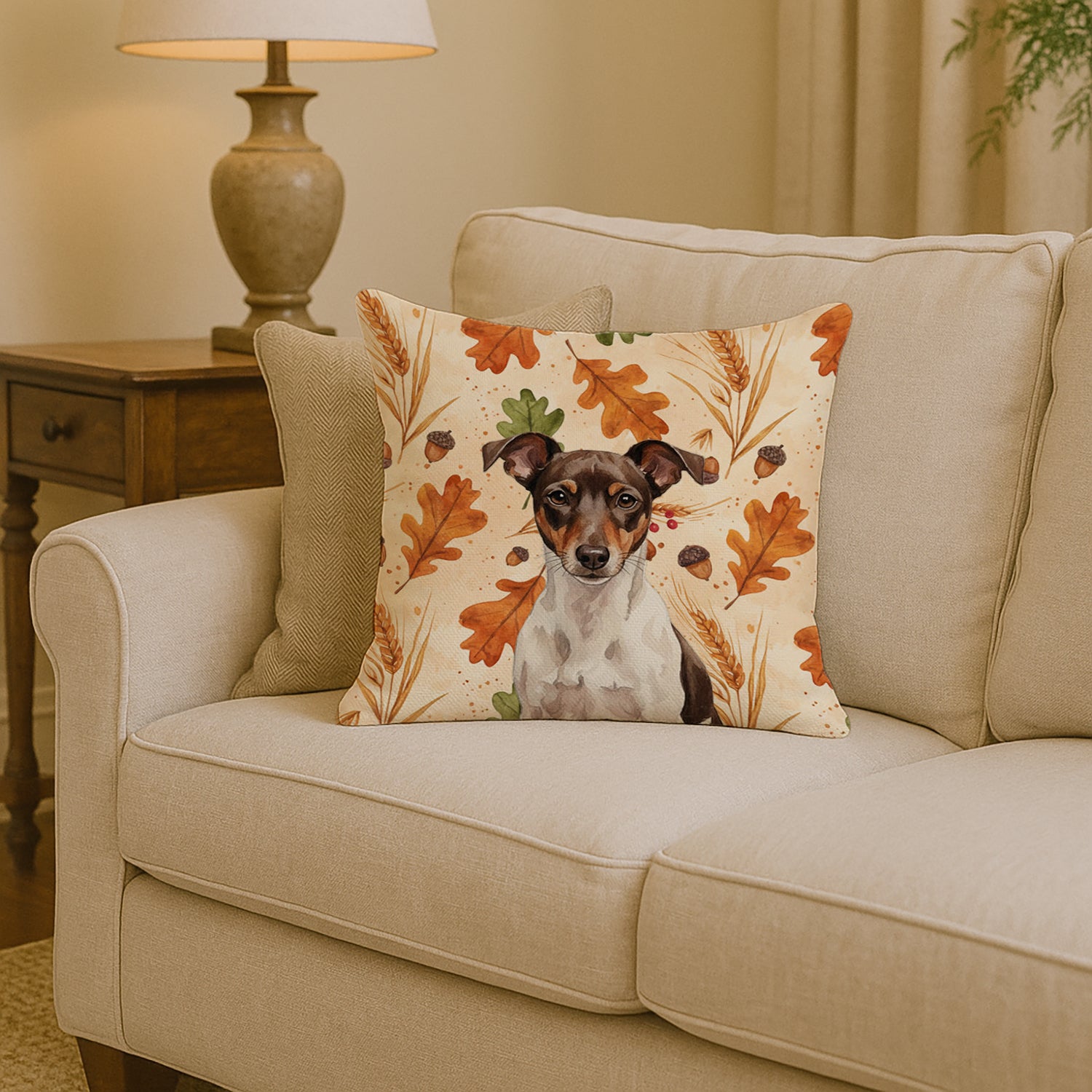 Caroline's Treasures Chocolate and White Rat Terrier Heirloom Fall Throw Pillow