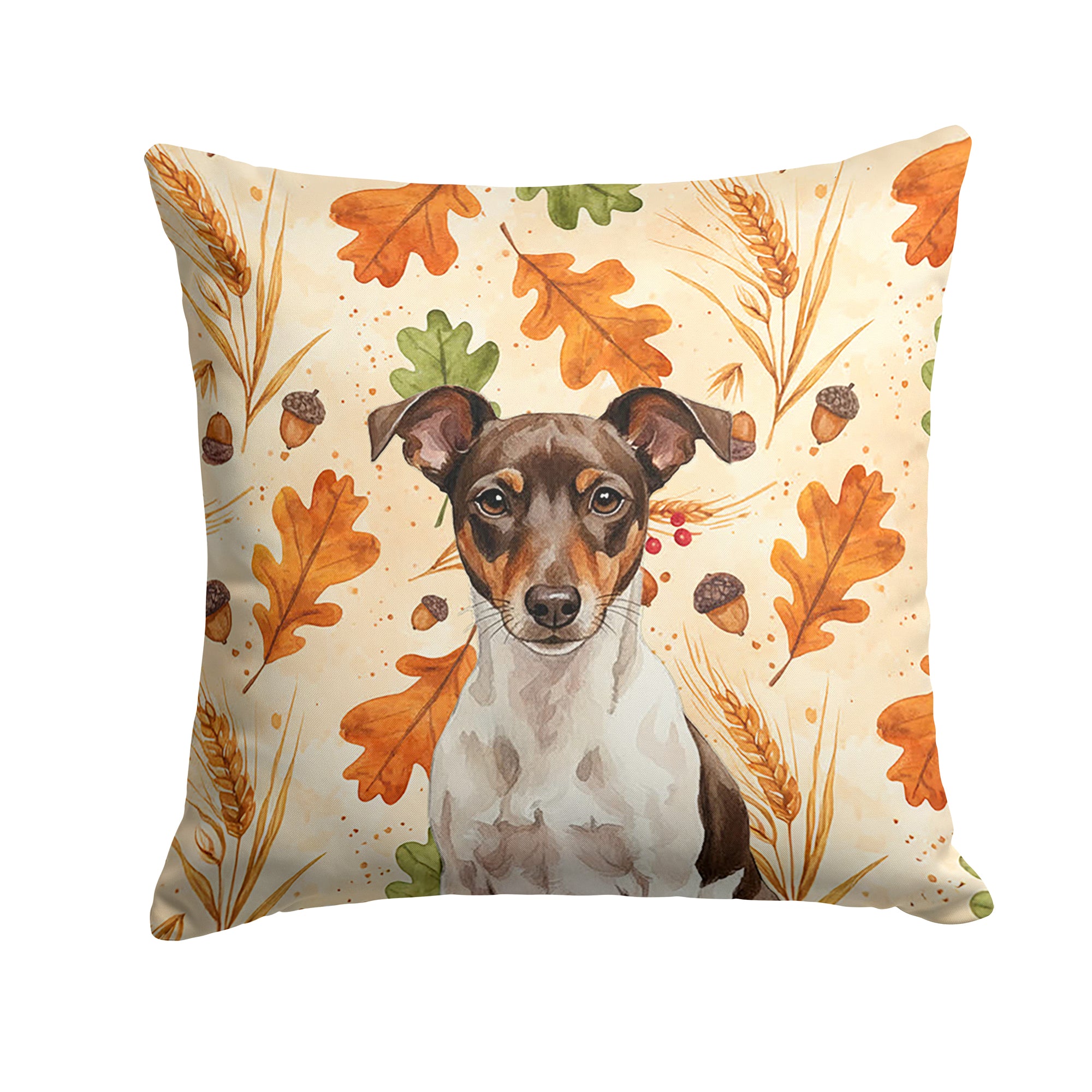 Caroline's Treasures Chocolate and White Rat Terrier Heirloom Fall Throw Pillow