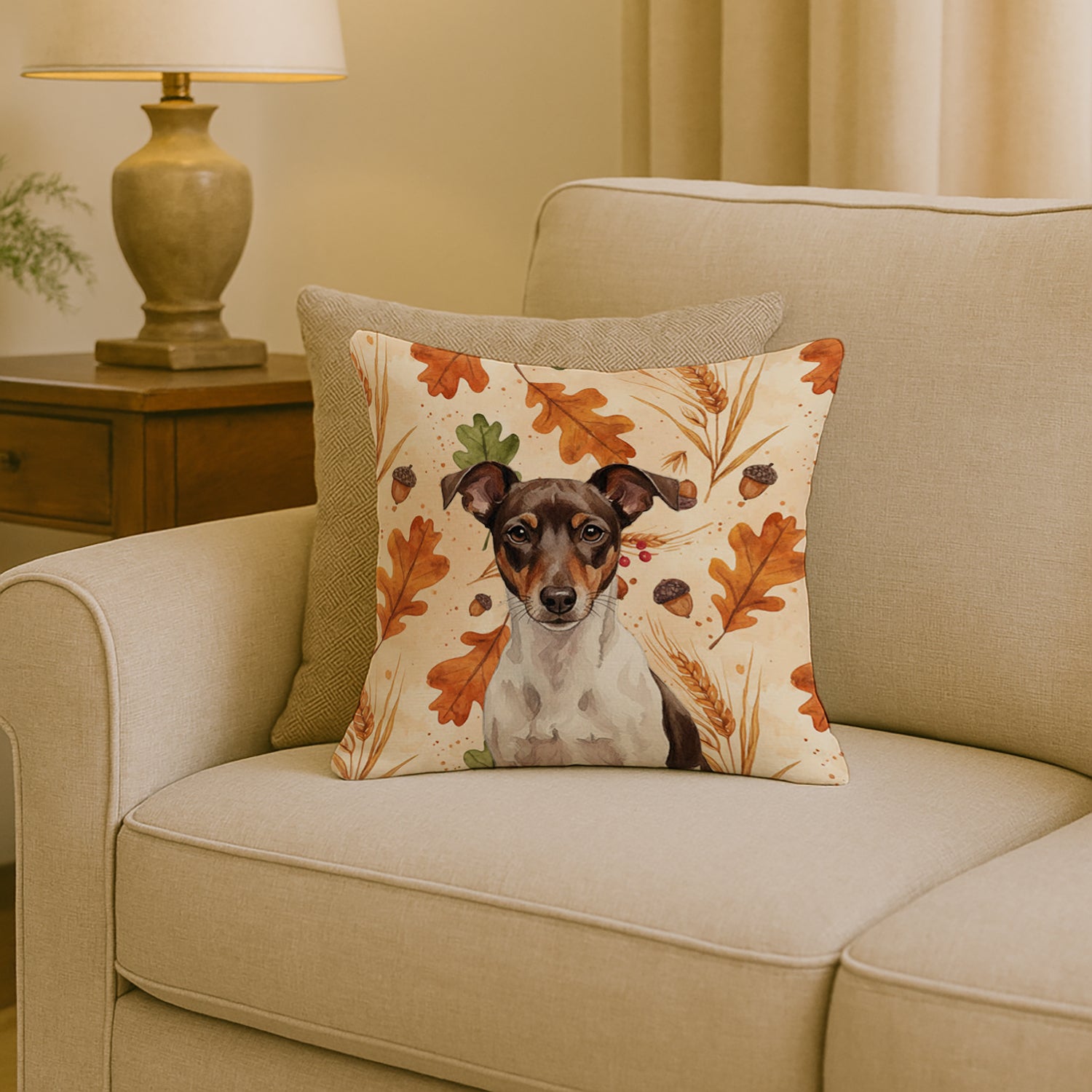 Caroline's Treasures Chocolate and White Rat Terrier Heirloom Fall Throw Pillow