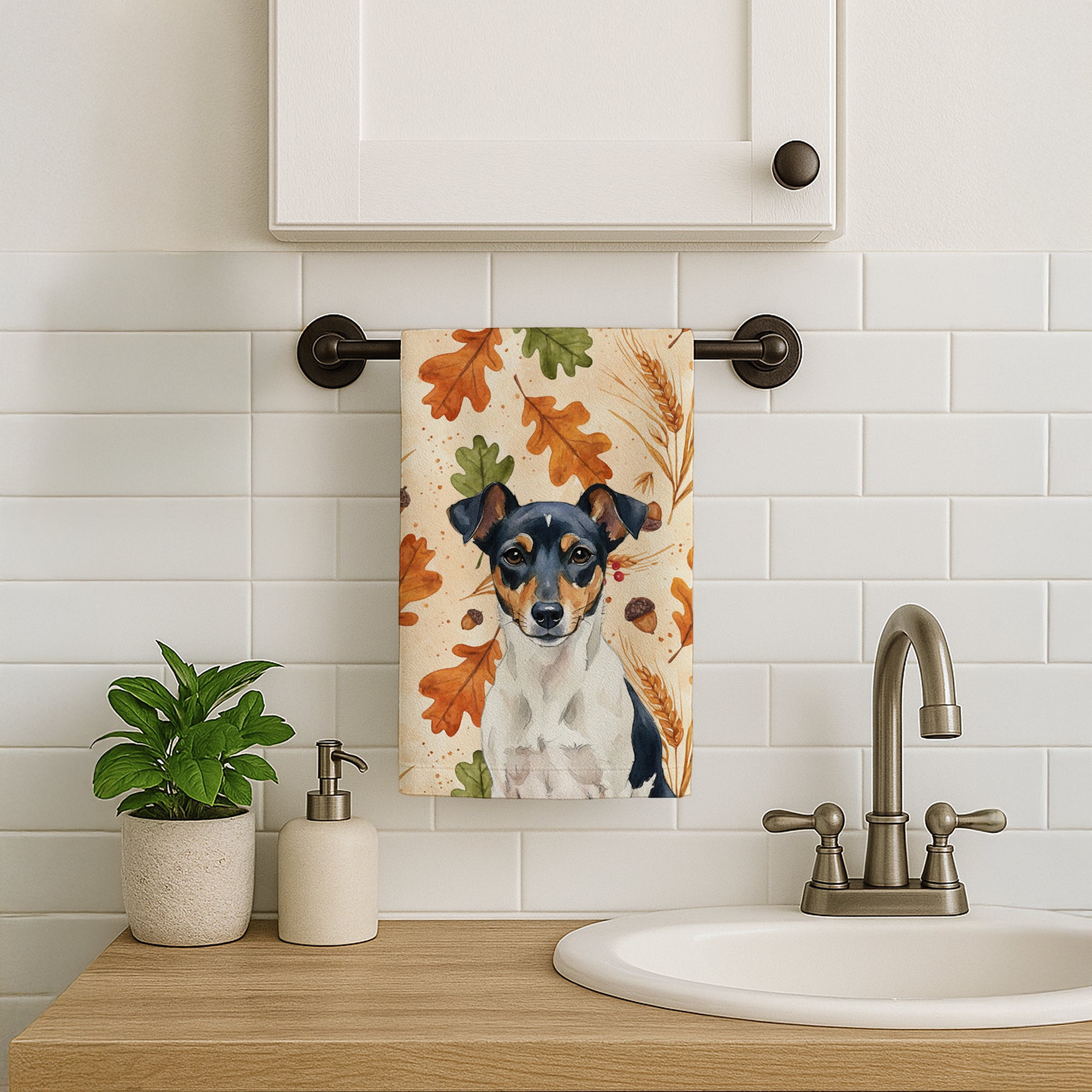 Caroline's Treasures Tricolor Rat Terrier Heirloom Fall Kitchen Towel