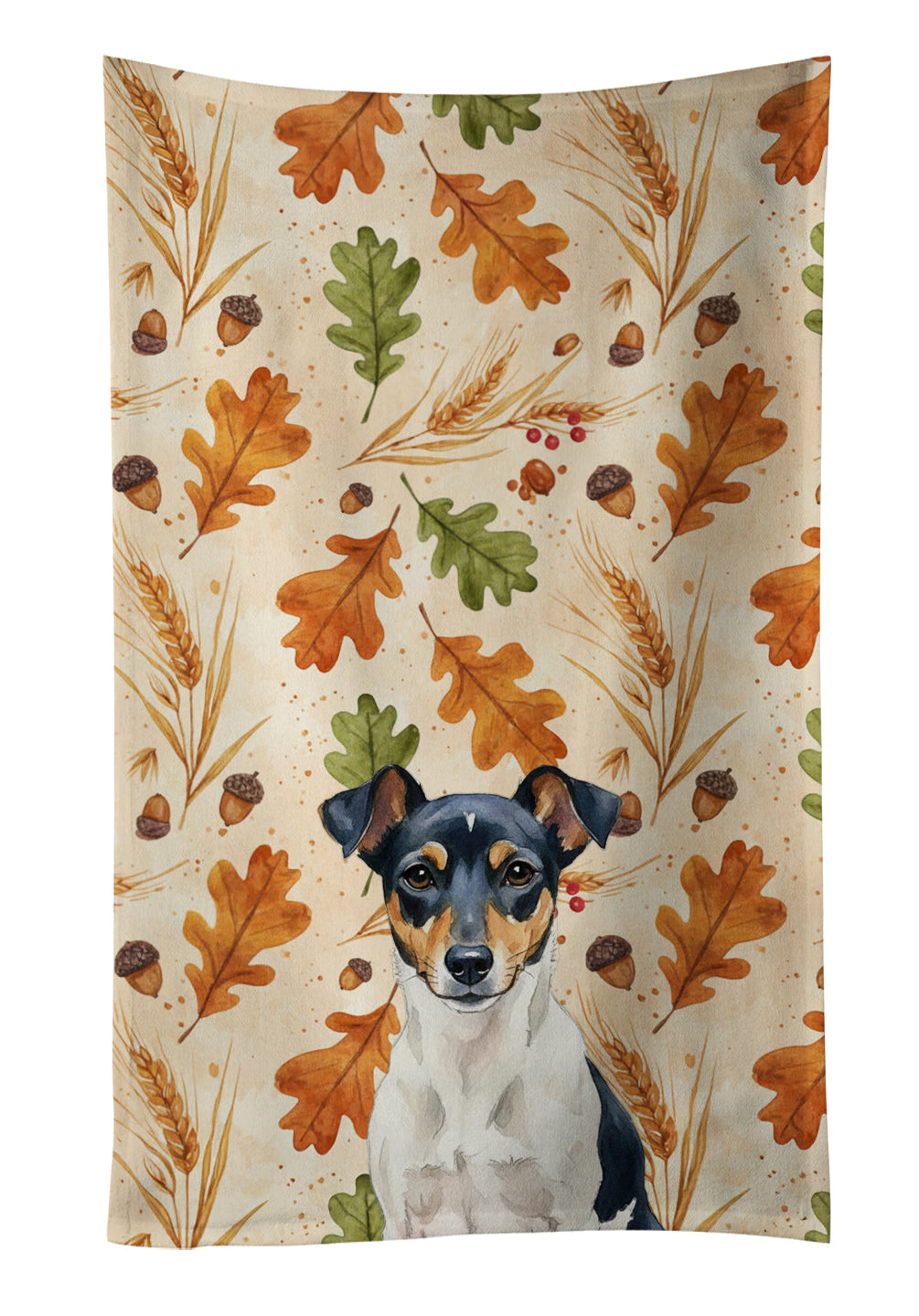 Caroline's Treasures Tricolor Rat Terrier Heirloom Fall Kitchen Towel
