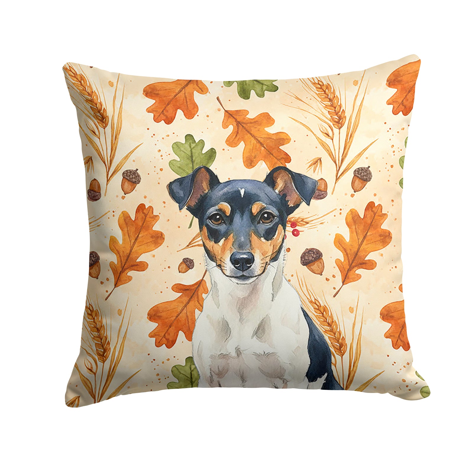 Caroline's Treasures Tricolor Rat Terrier Heirloom Fall Throw Pillow