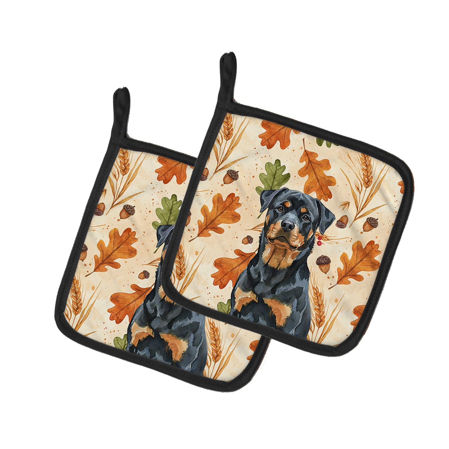 Caroline's Treasures Rottweiler Heirloom Fall Pair of Pot Holders