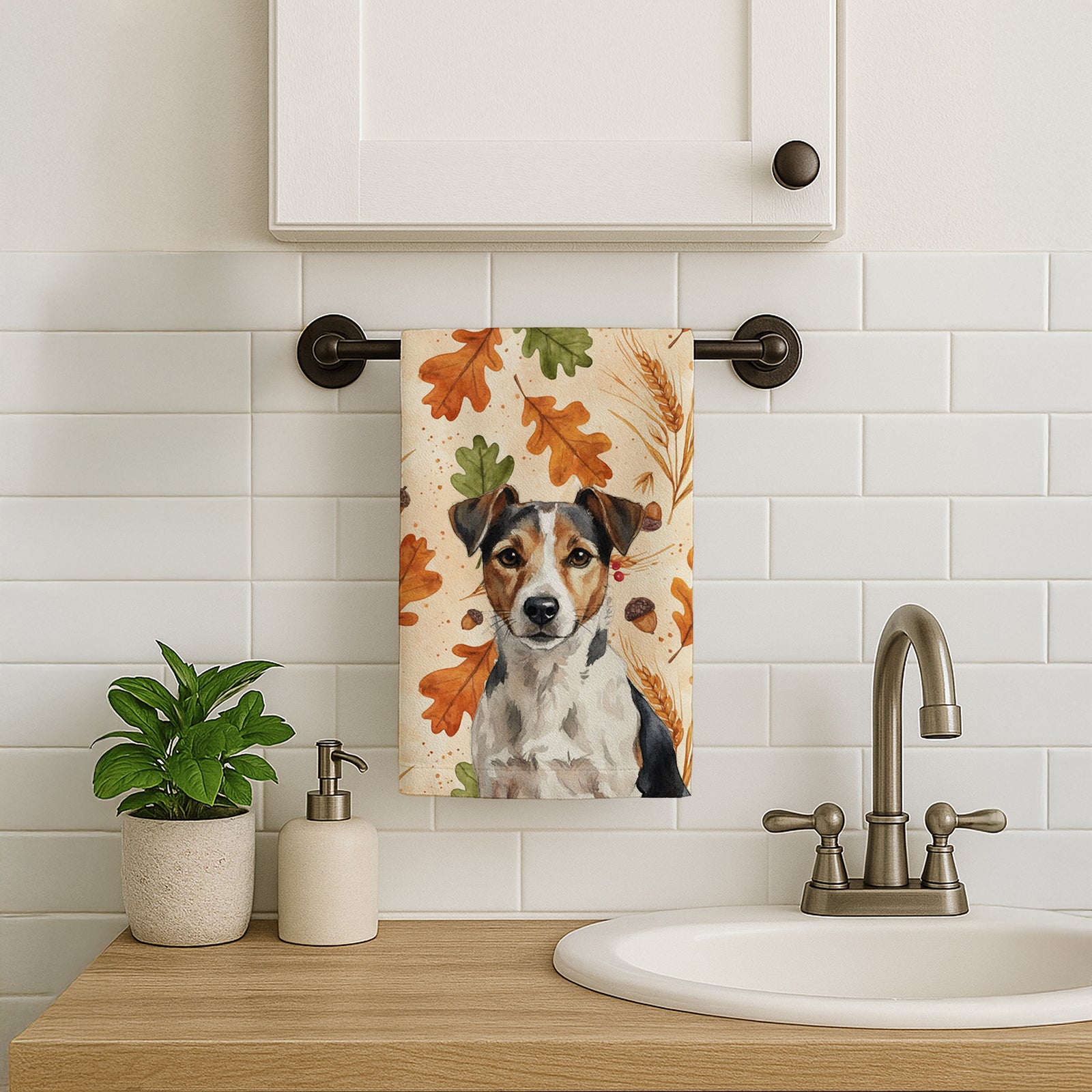 Caroline's Treasures Tricolor Russell Terrier Heirloom Fall Kitchen Towel