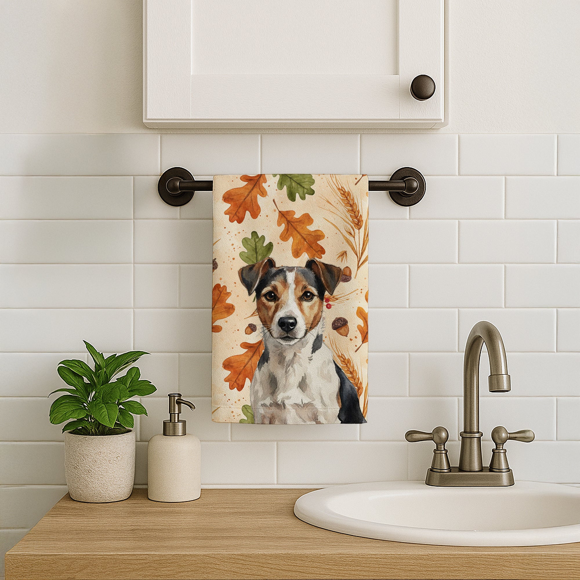 Caroline's Treasures Tricolor Russell Terrier Heirloom Fall Kitchen Towel