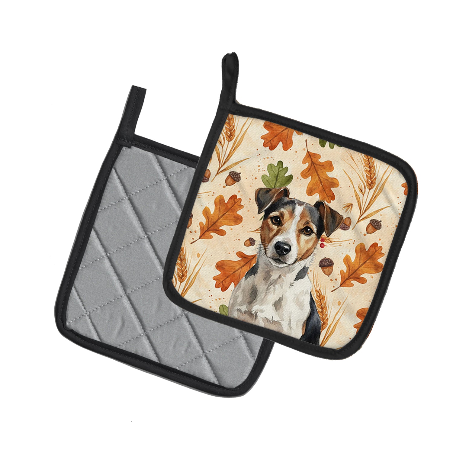 Caroline's Treasures Tricolor Russell Terrier Heirloom Fall Pair of Pot Holders
