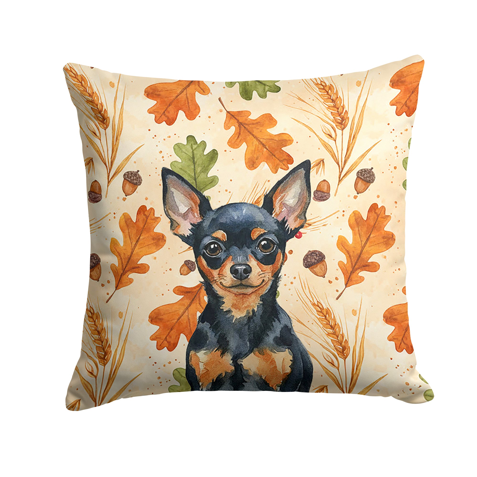 Caroline's Treasures Black and Tan Russian Toy Heirloom Fall Throw Pillow
