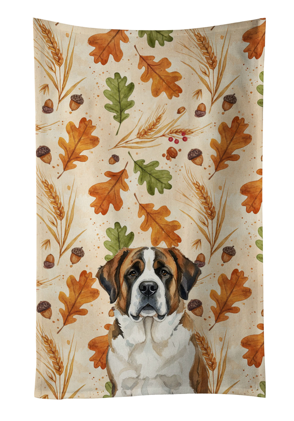 Caroline's Treasures Brindle and White Saint Bernard Heirloom Fall Kitchen Towel