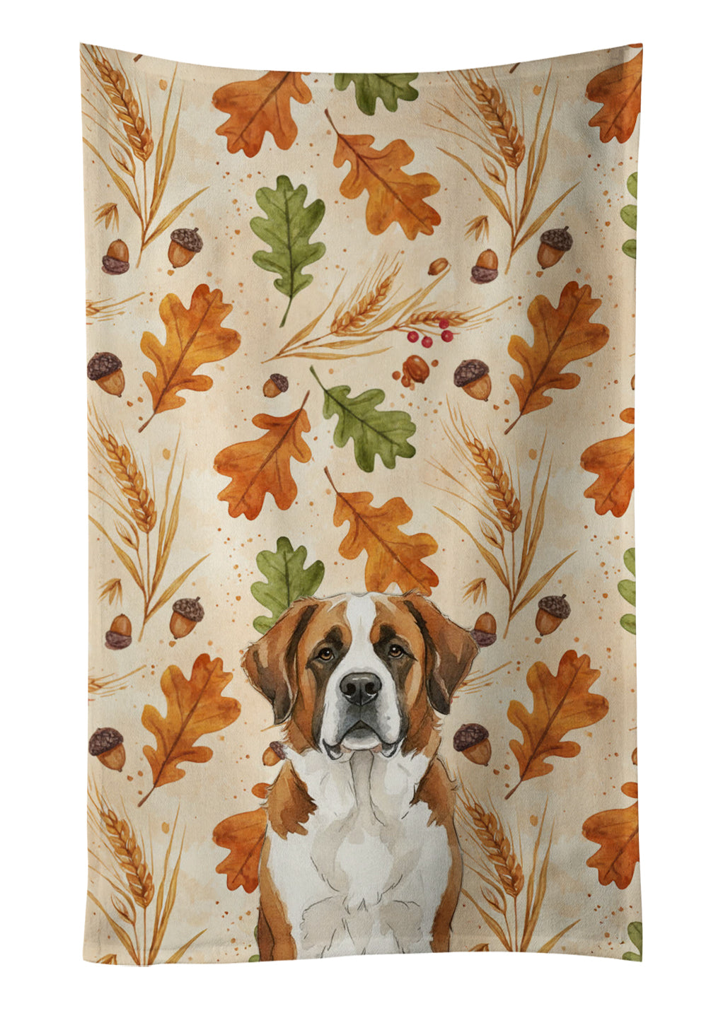 Caroline's Treasures Brown and White Saint Bernard Heirloom Fall Kitchen Towel