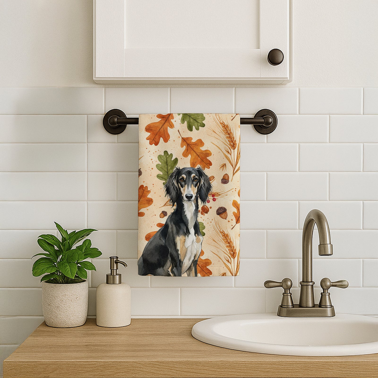 Caroline's Treasures Black and Tan Saluki Heirloom Fall Kitchen Towel