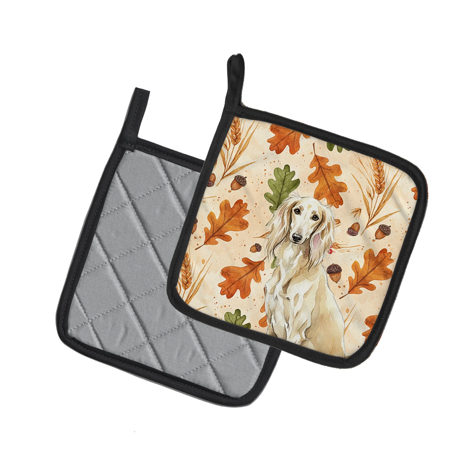 Caroline's Treasures Cream Saluki Heirloom Fall Pair of Pot Holders