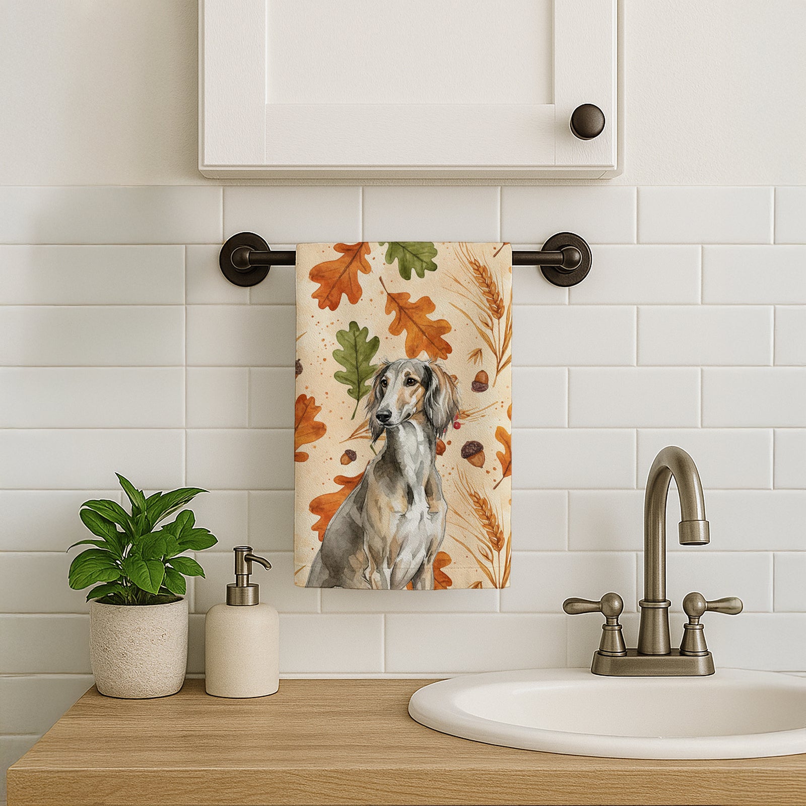 Caroline's Treasures Grizzle Saluki Heirloom Fall Kitchen Towel