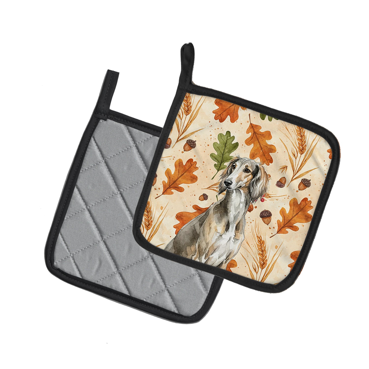 Caroline's Treasures Grizzle Saluki Heirloom Fall Pair of Pot Holders