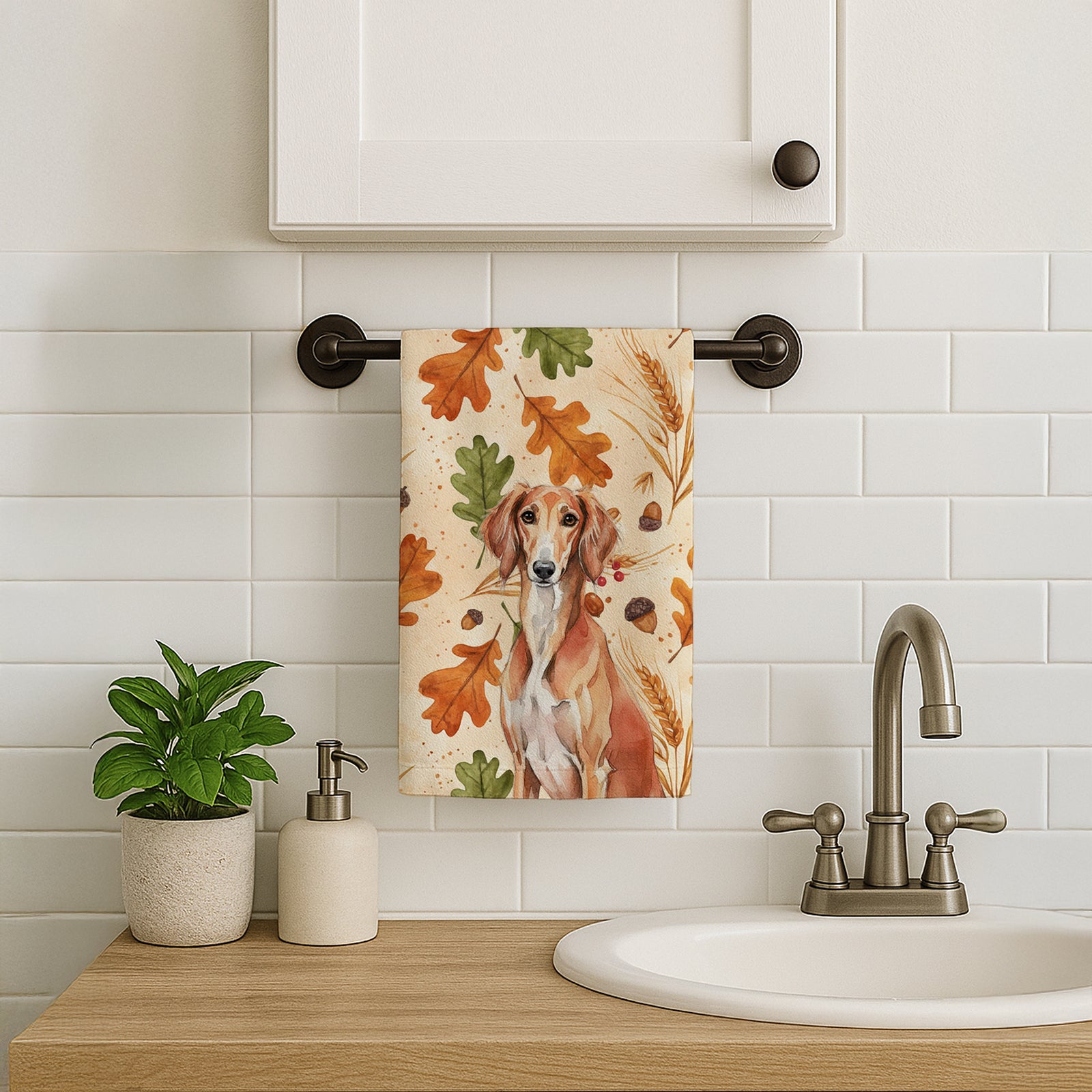 Caroline's Treasures Red Saluki Heirloom Fall Kitchen Towel