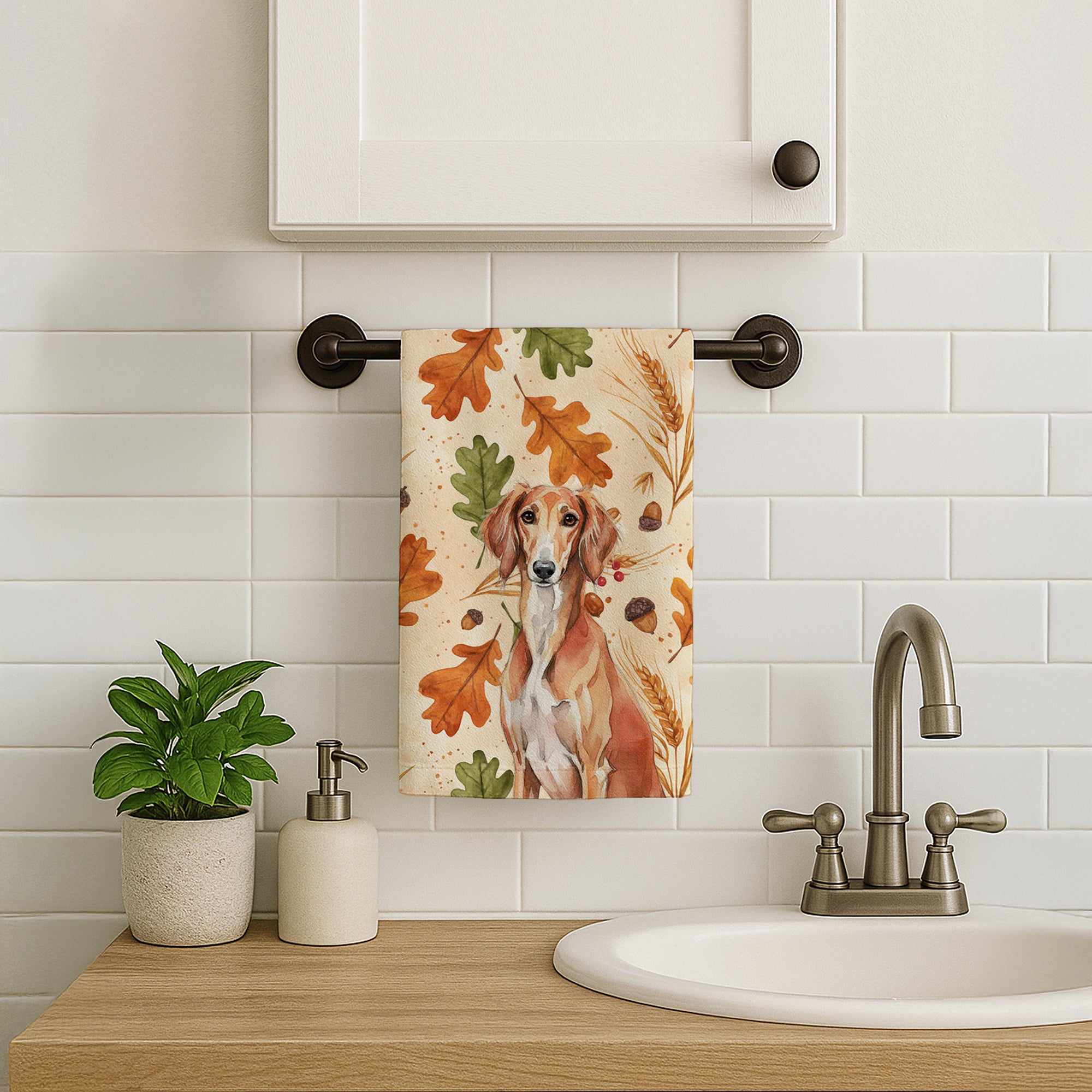 Caroline's Treasures Red Saluki Heirloom Fall Kitchen Towel