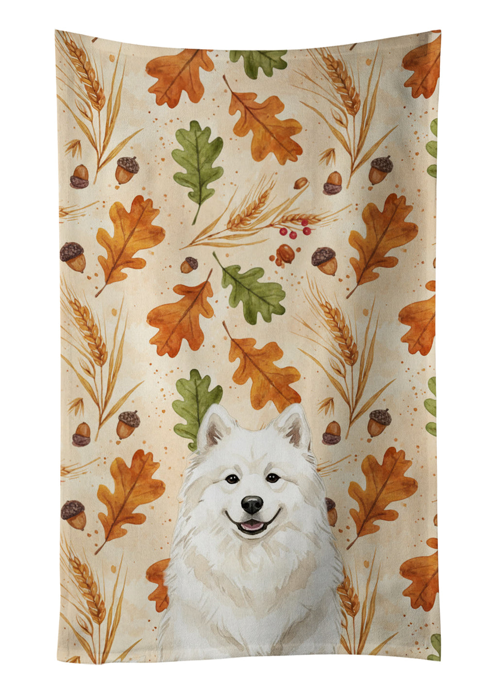 Caroline's Treasures Cream Samoyed Heirloom Fall Kitchen Towel