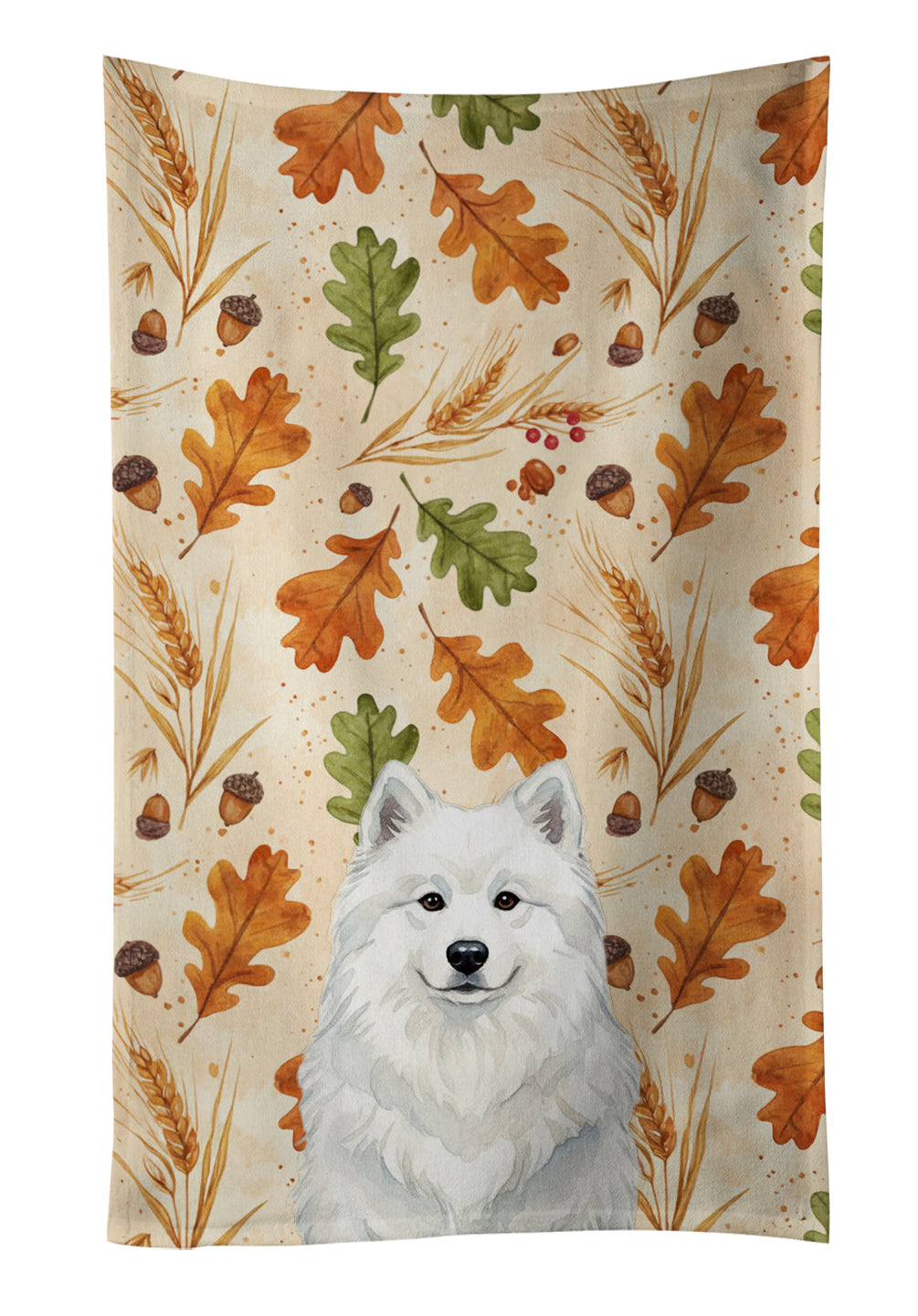 Caroline's Treasures White Samoyed Heirloom Fall Kitchen Towel