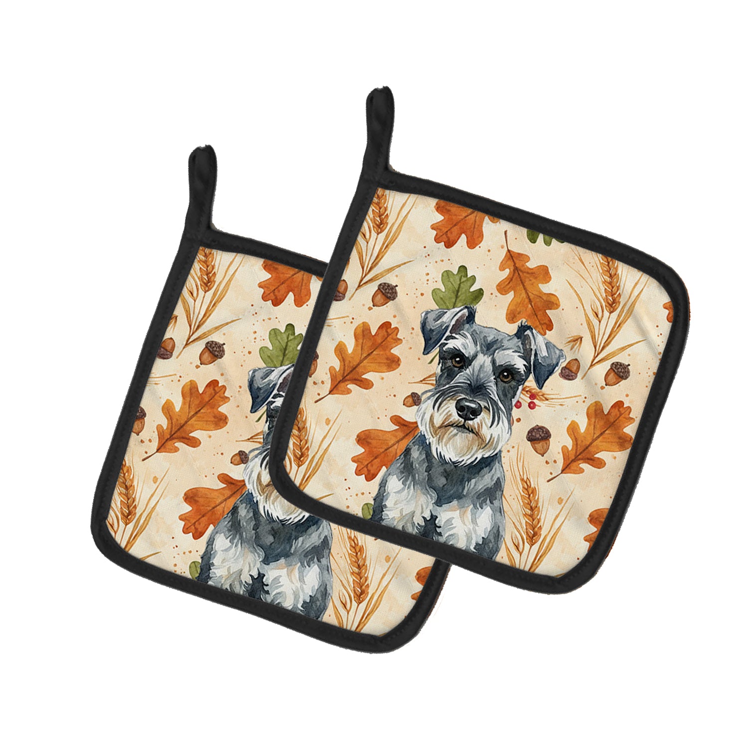 Caroline's Treasures Schnauzer Heirloom Fall Pair of Pot Holders