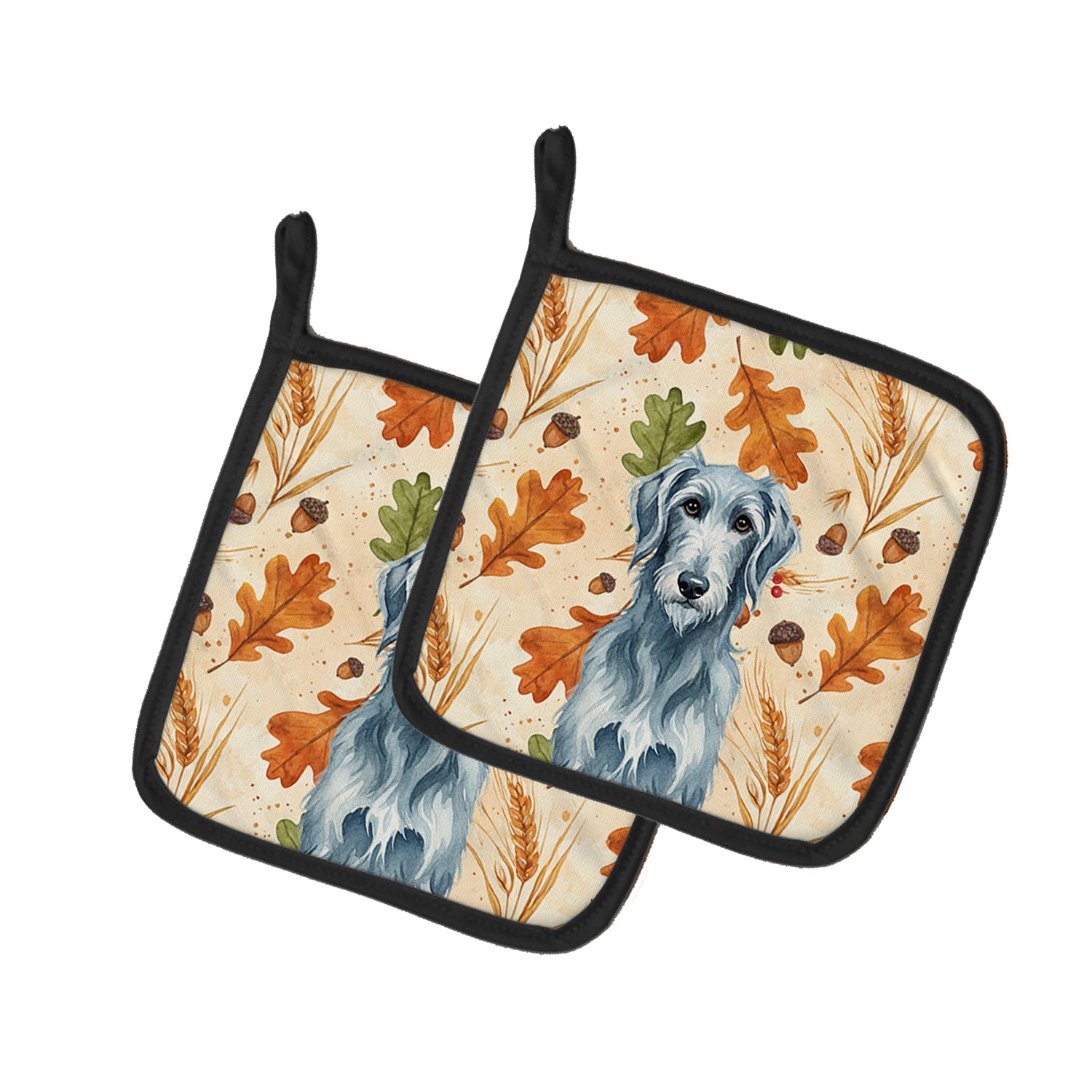Caroline's Treasures Blue-Gray Scottish Deerhound Heirloom Fall Pair of Pot Holders