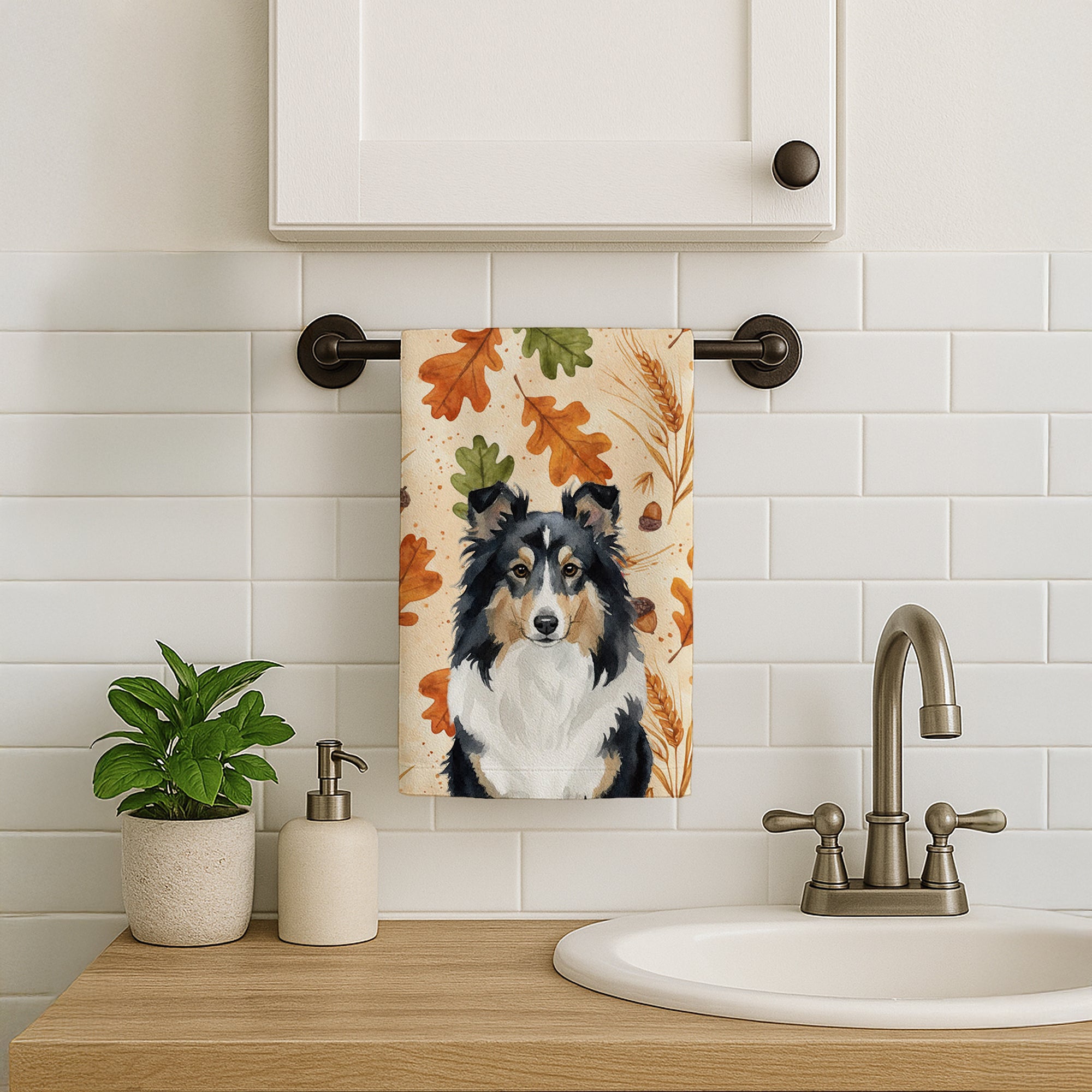 Caroline's Treasures Tricolor Sheltie Heirloom Fall Kitchen Towel