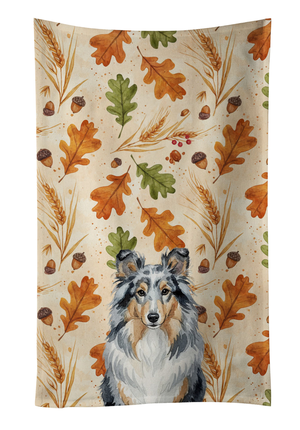 Caroline's Treasures Blue Merle Sheltie Heirloom Fall Kitchen Towel