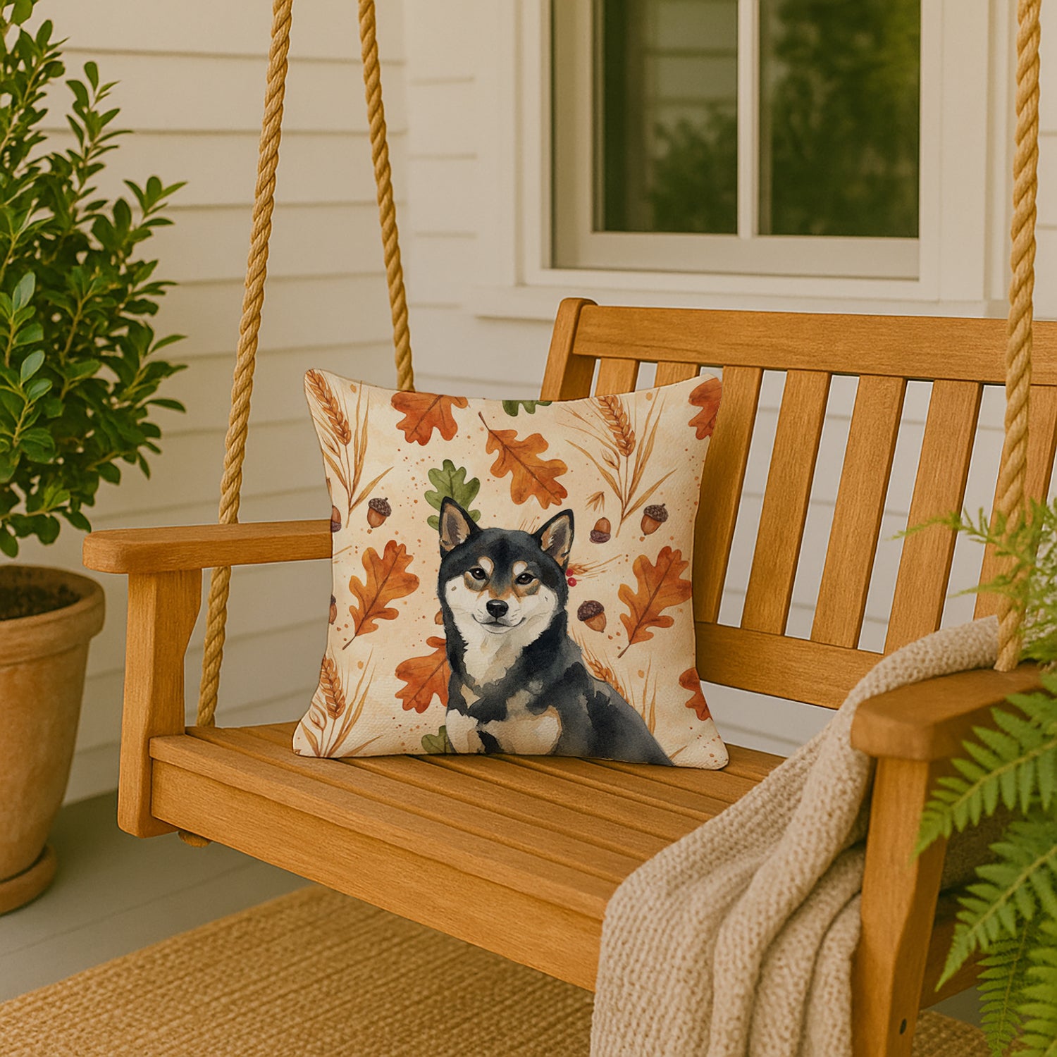 Caroline's Treasures Black and Tan Shiba Inu Heirloom Fall Throw Pillow