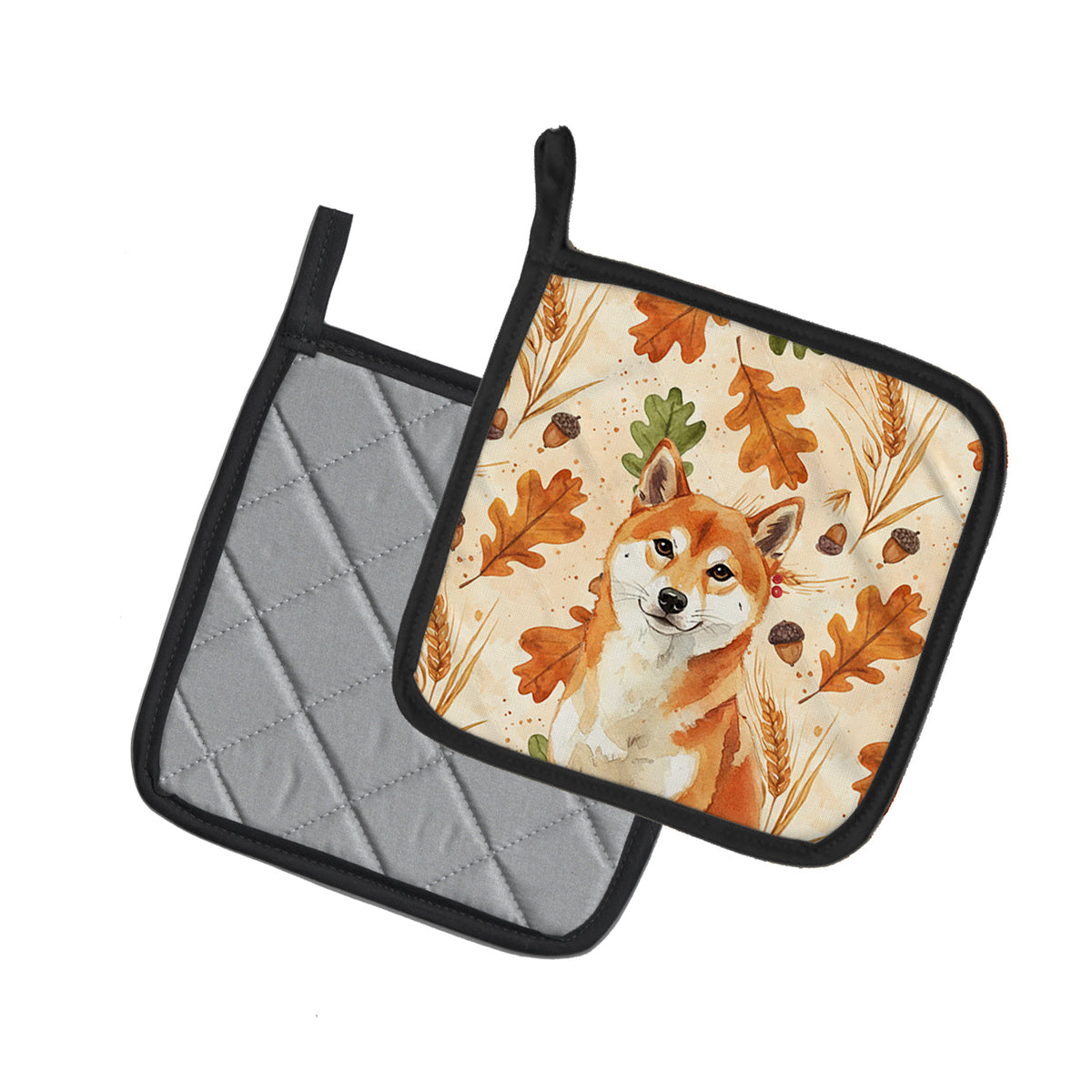 Caroline's Treasures Red Shiba Inu Heirloom Fall Pair of Pot Holders