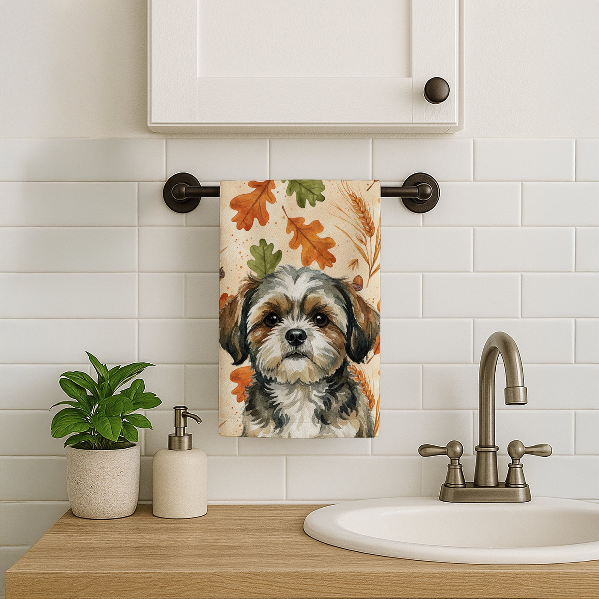 Caroline's Treasures Brindle Shih Tzu Heirloom Fall Kitchen Towel