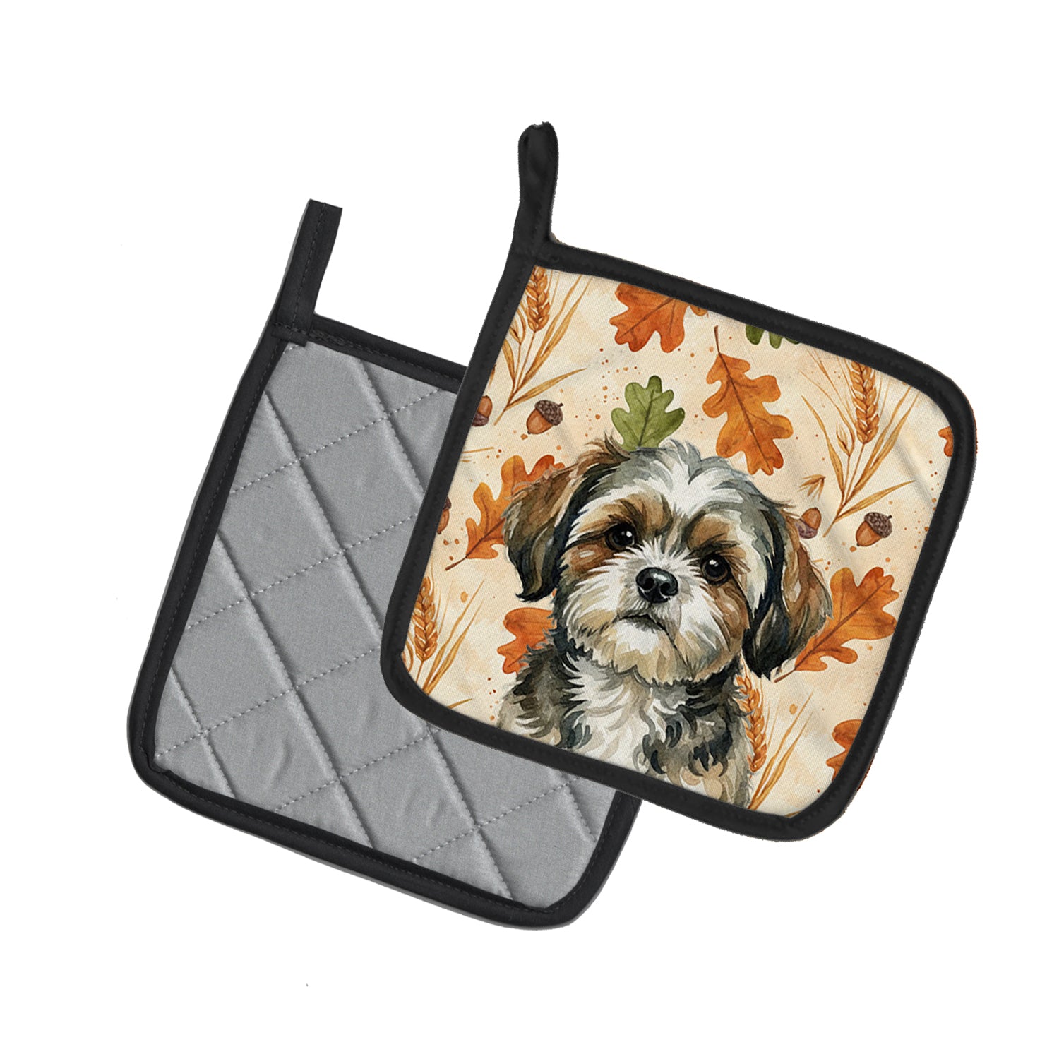 Caroline's Treasures Brindle Shih Tzu Heirloom Fall Pair of Pot Holders