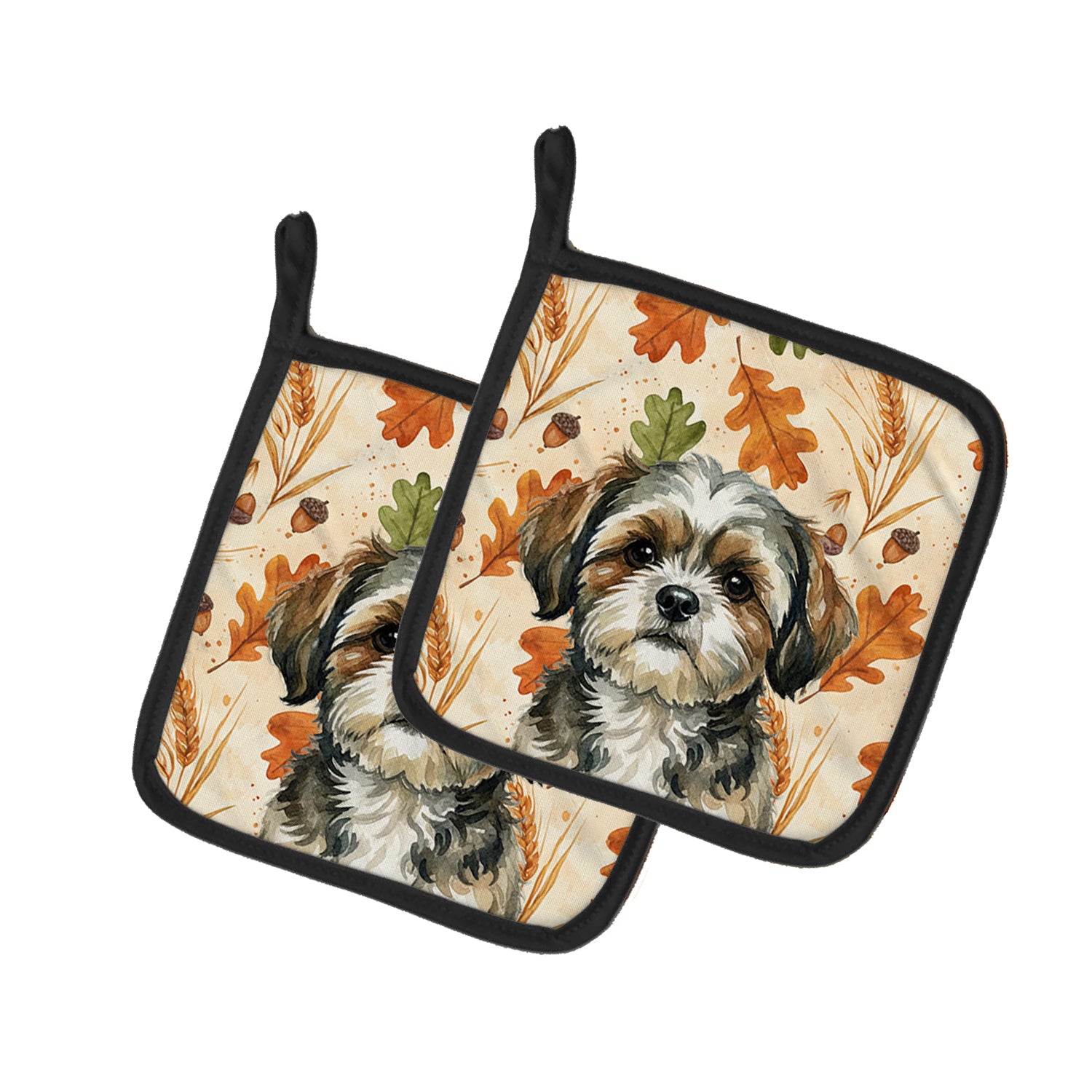 Caroline's Treasures Brindle Shih Tzu Heirloom Fall Pair of Pot Holders