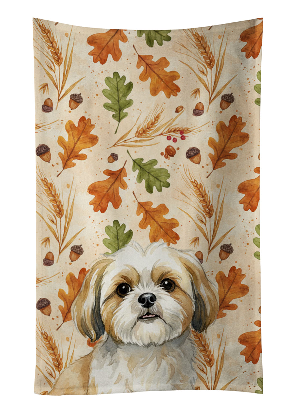 Caroline's Treasures Gold and White Shih Tzu Heirloom Fall Kitchen Towel