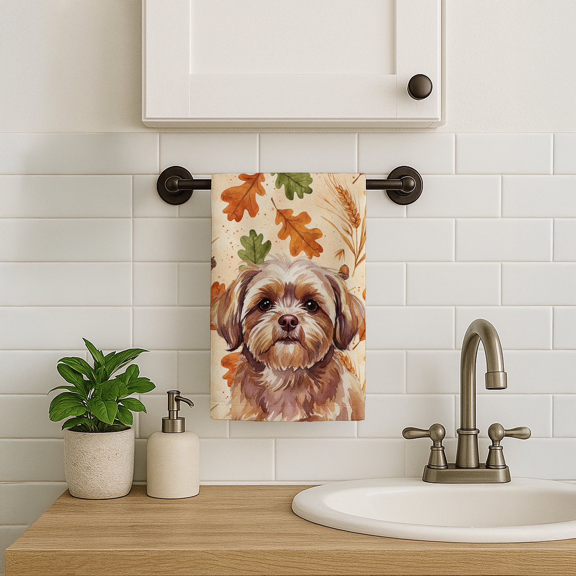 Caroline's Treasures Liver Shih Tzu Heirloom Fall Kitchen Towel