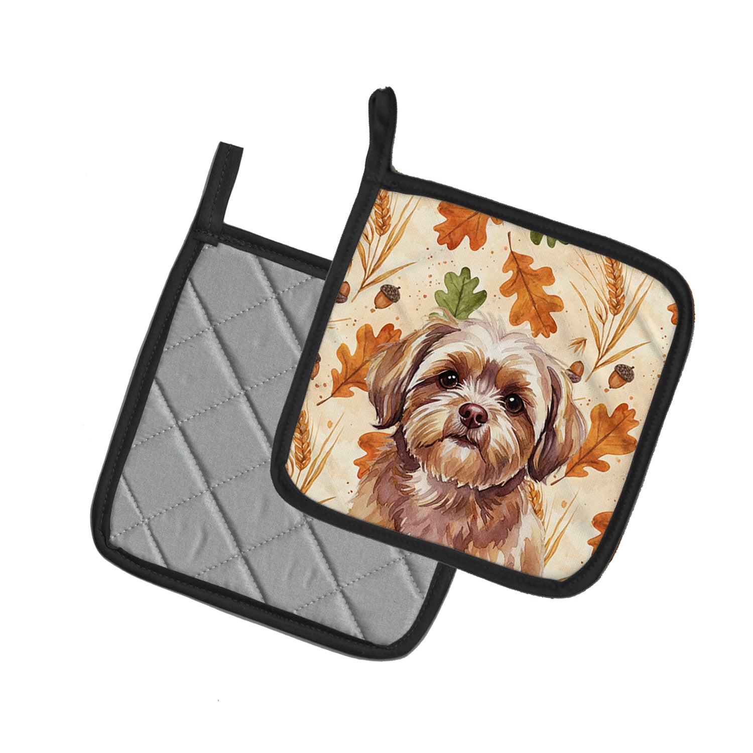 Caroline's Treasures Liver Shih Tzu Heirloom Fall Pair of Pot Holders