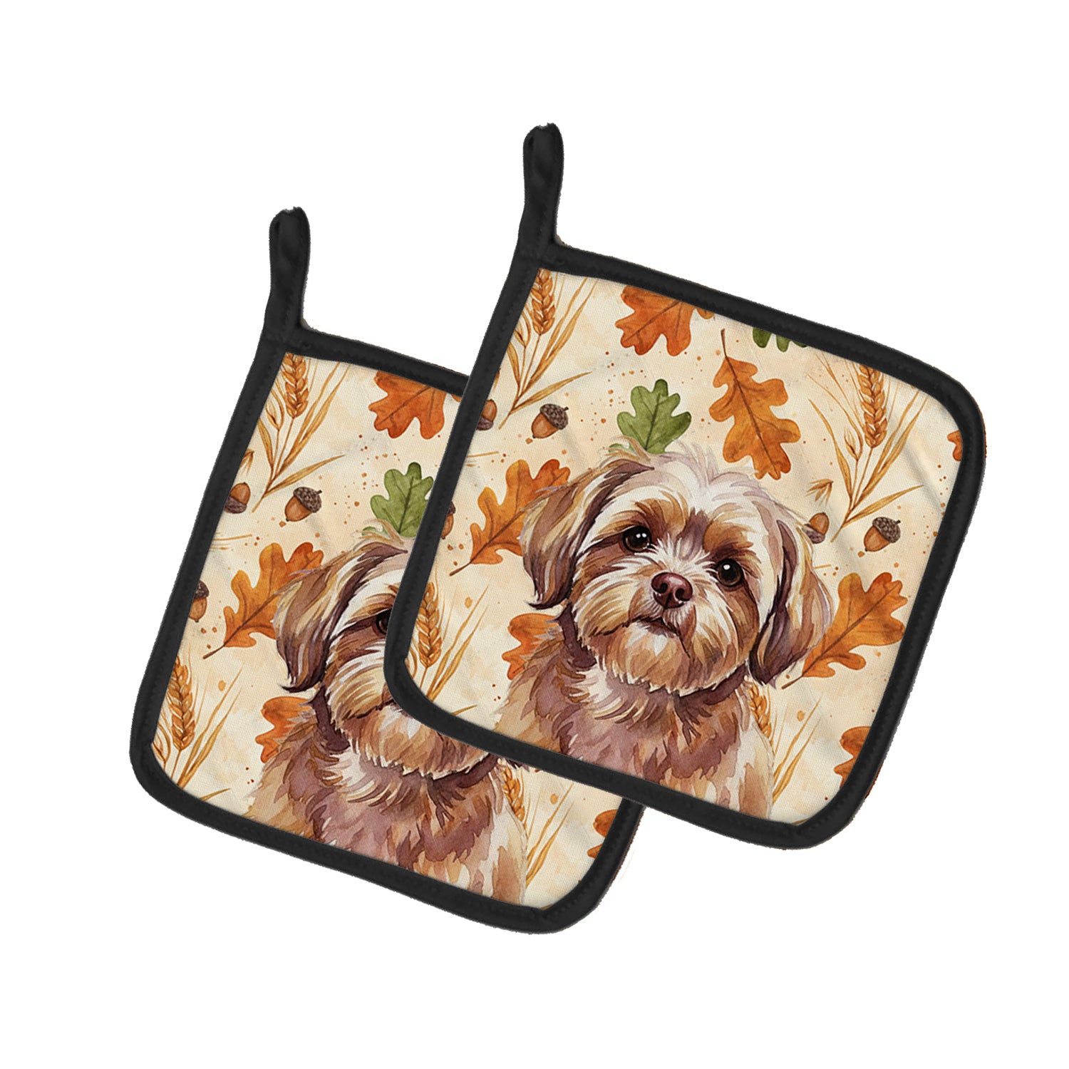 Caroline's Treasures Liver Shih Tzu Heirloom Fall Pair of Pot Holders
