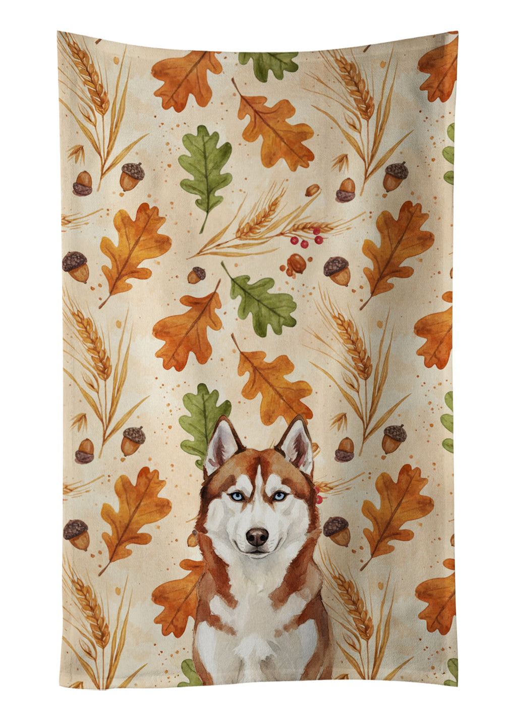 Caroline's Treasures Red and White Siberian Husky Heirloom Fall Kitchen Towel