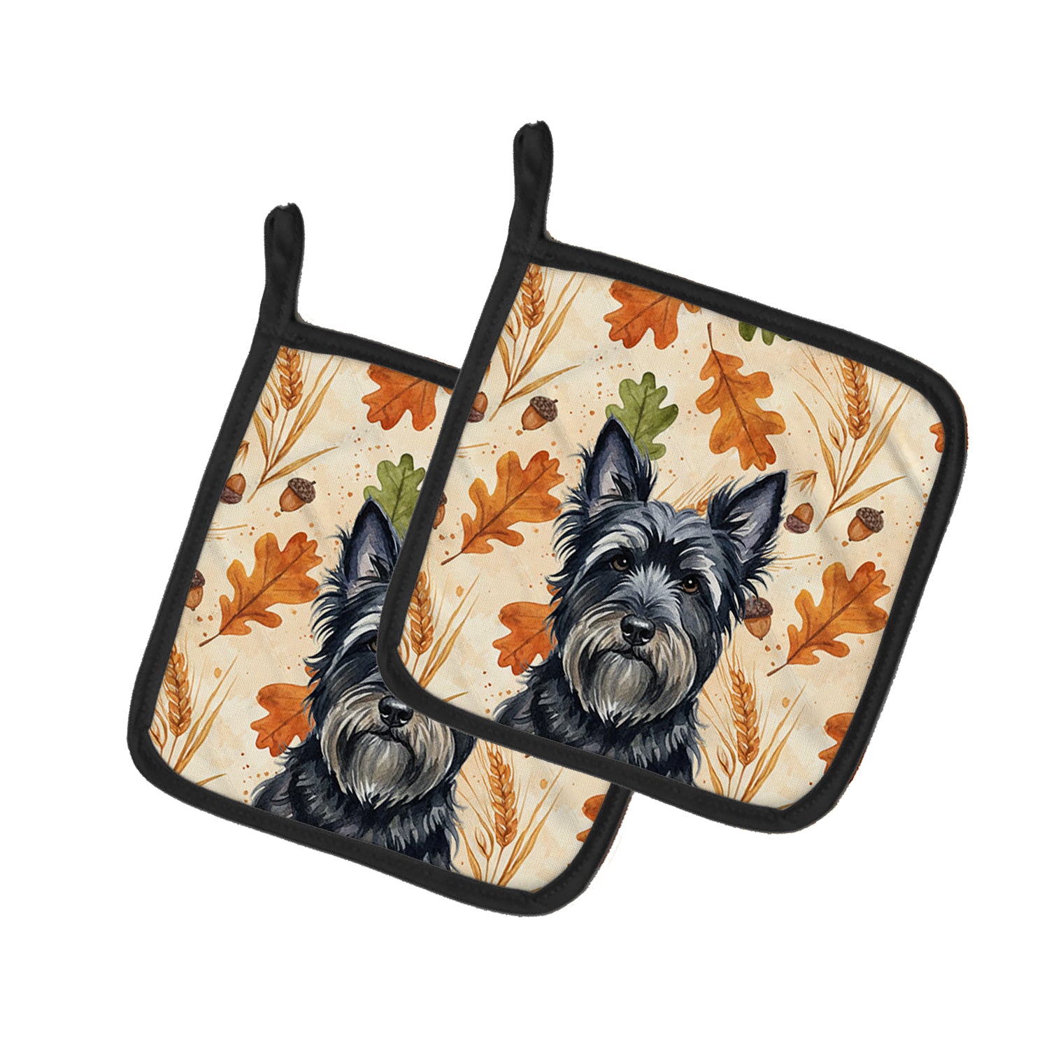 Caroline's Treasures Black Skye Terrier Heirloom Fall Pair of Pot Holders