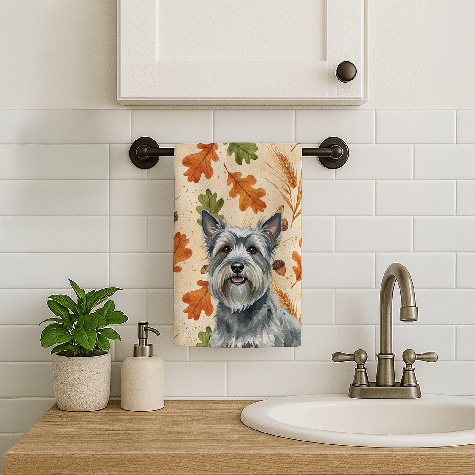 Caroline's Treasures Gray Skye Terrier Heirloom Fall Kitchen Towel